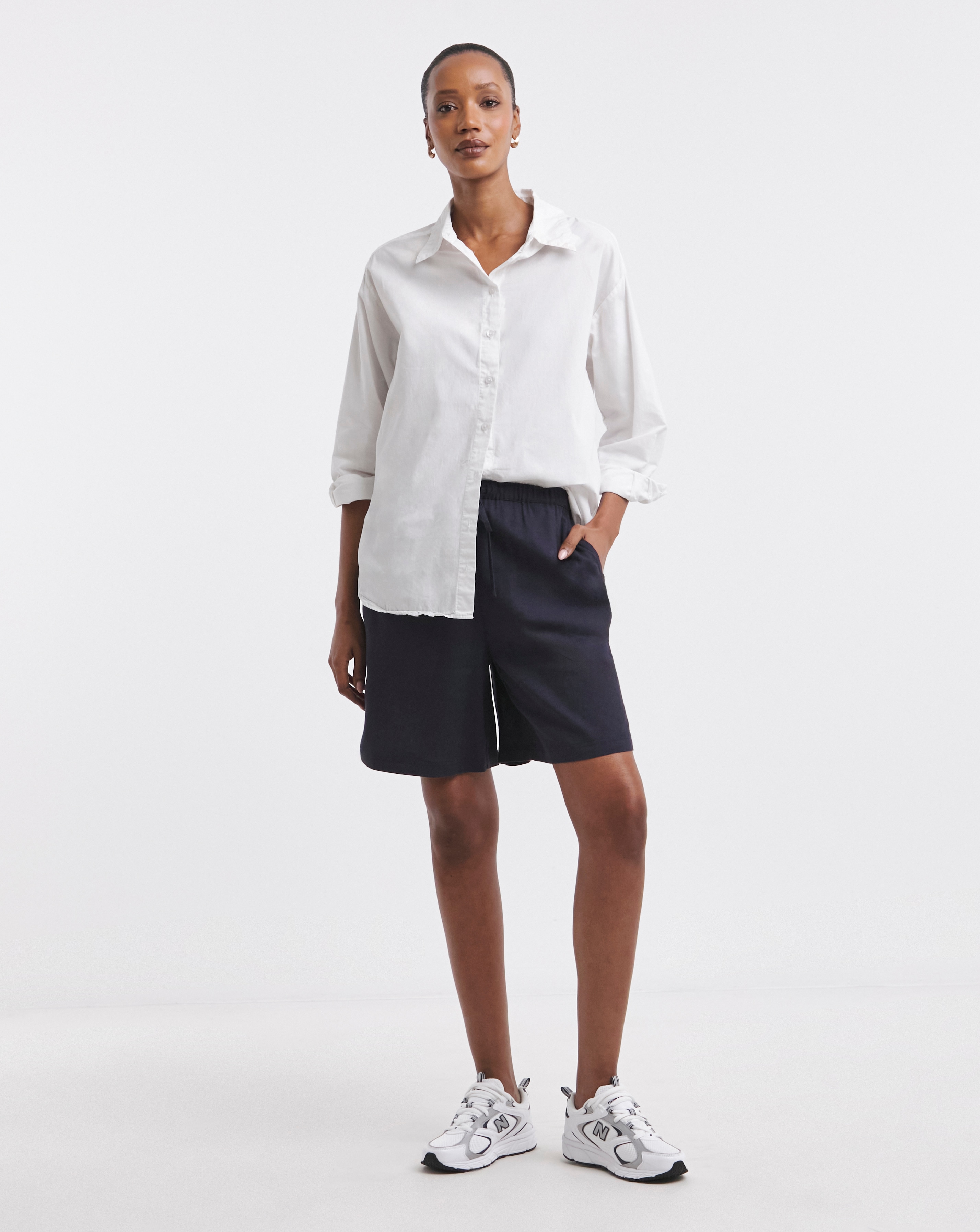 Linen Mix Knee Length Shorts