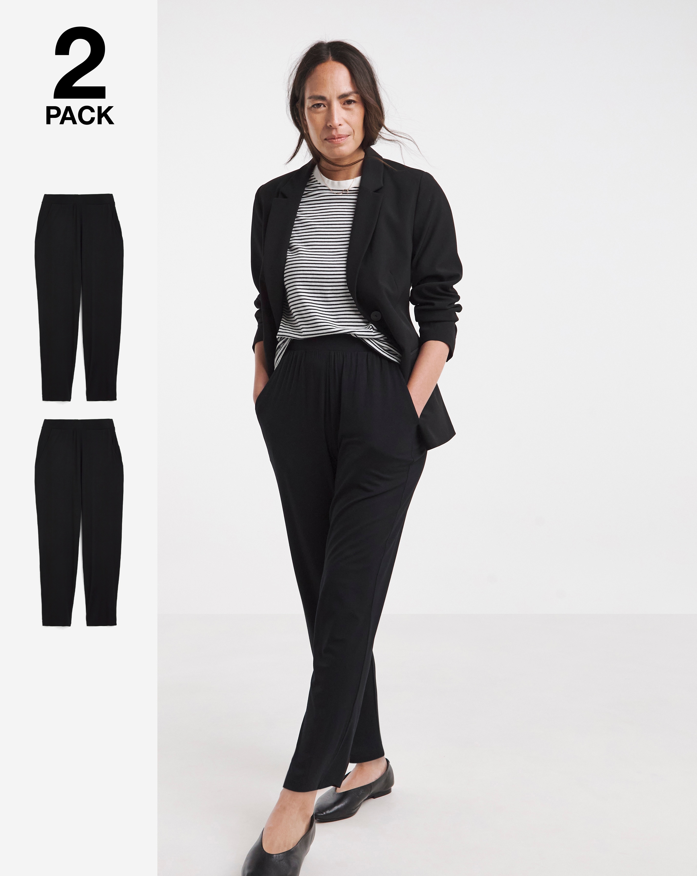2 Pack Jersey Tapered Leg Trousers