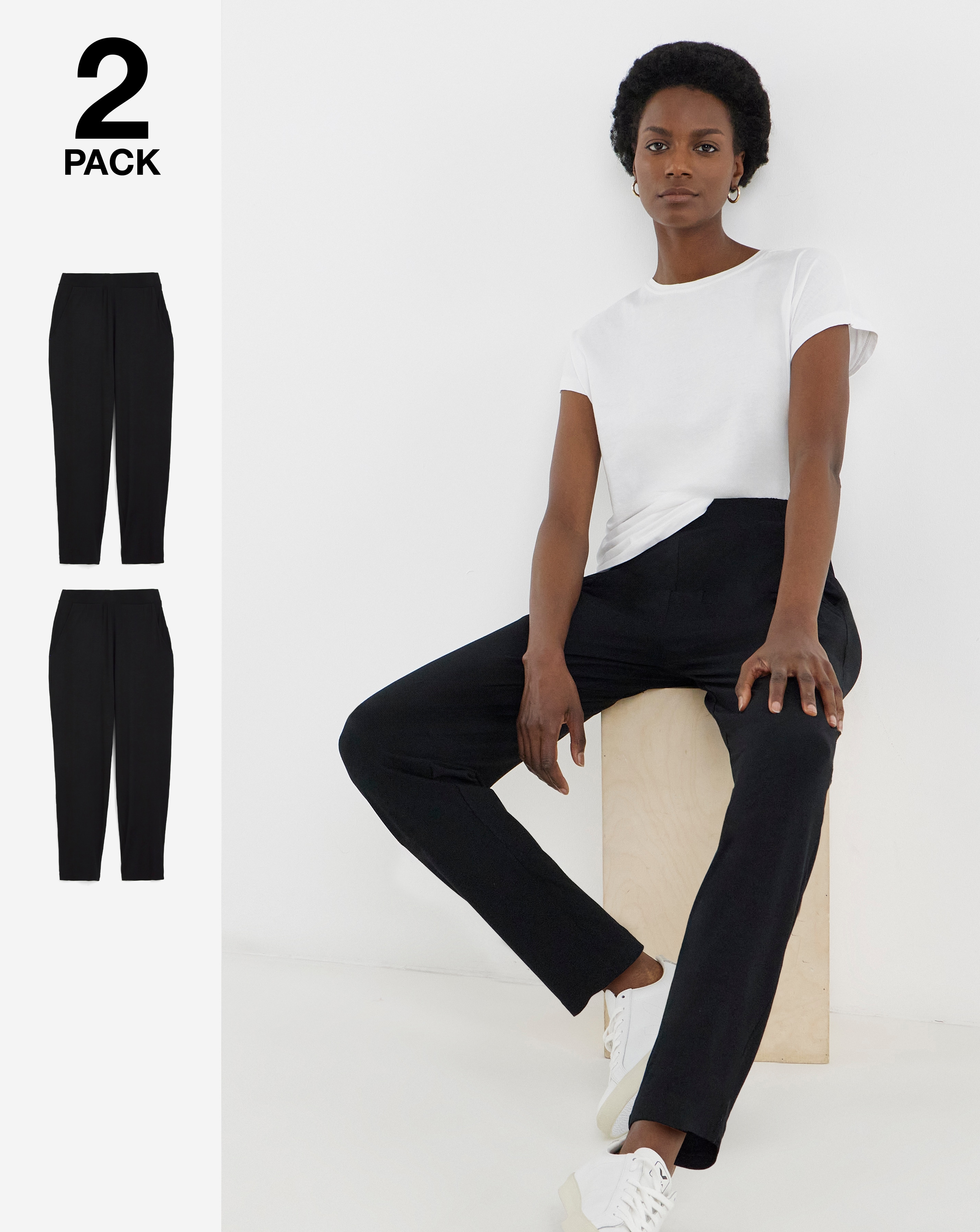 2 Pack Jersey Tapered Leg Trousers