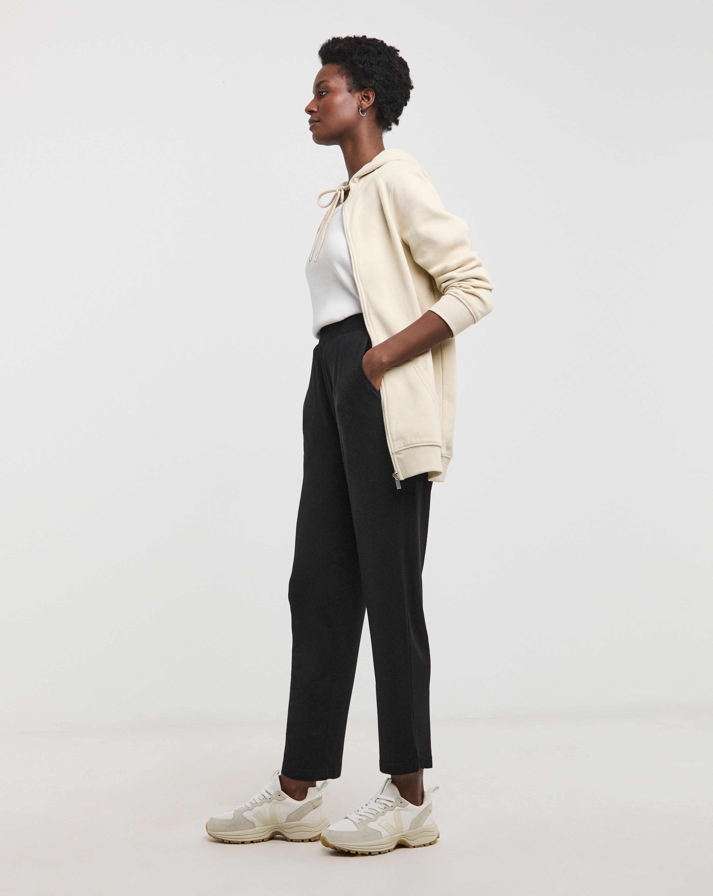 Black Jersey Tapered Trousers