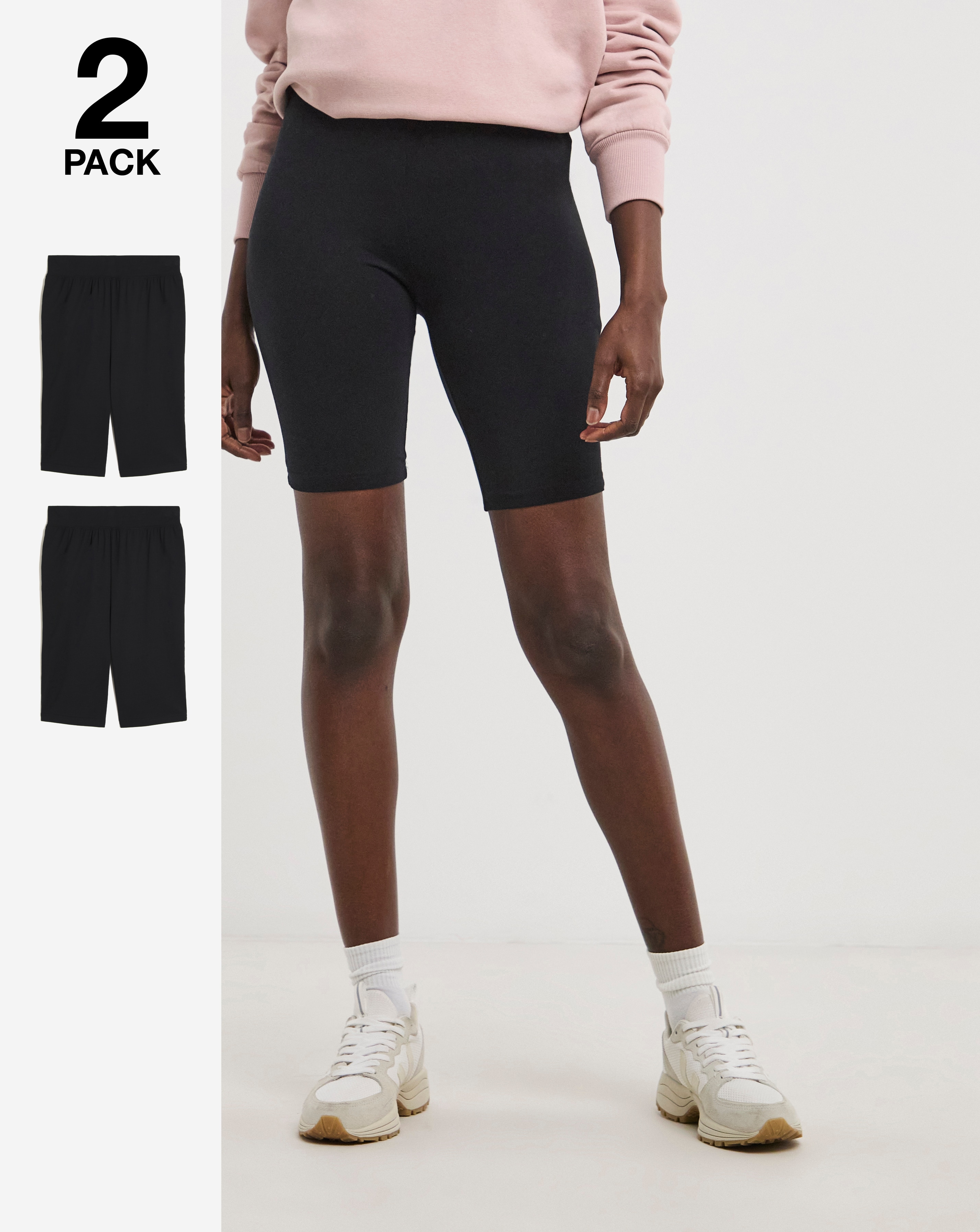2 Pack Black Cotton Cycling Shorts