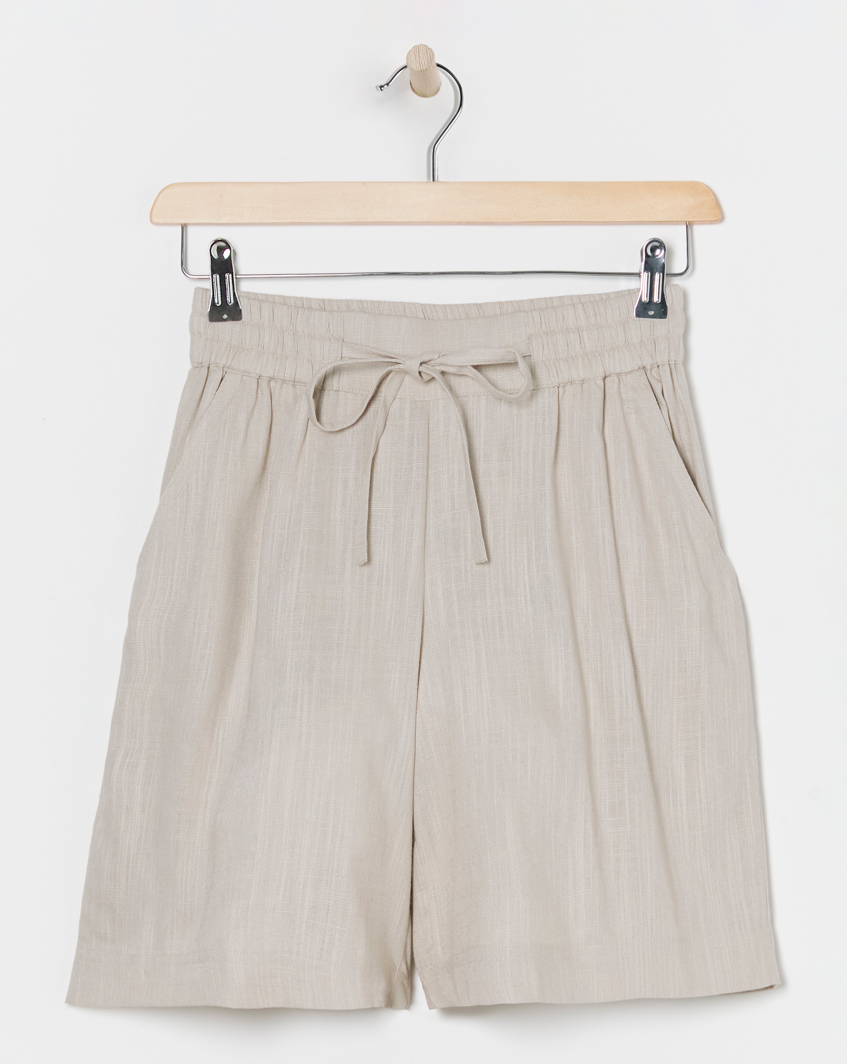 Sand Linen Mix Knee Length Shorts