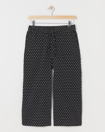 Black Print Cheesecloth Culottes