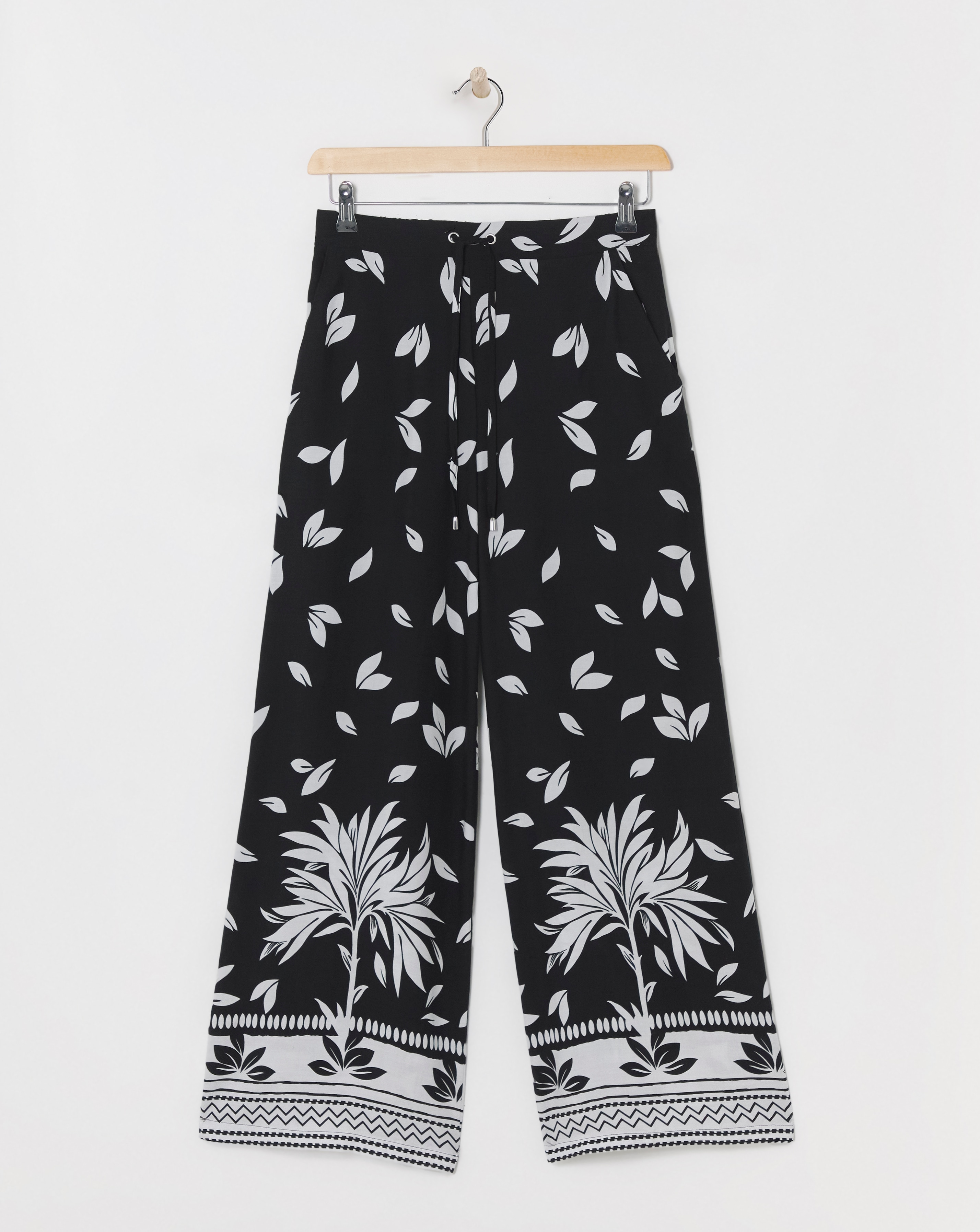 Spun Viscose Print Wide Leg Trousers