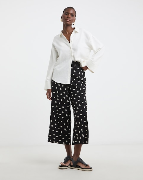 Printed Cropped Wide Leg Culotte