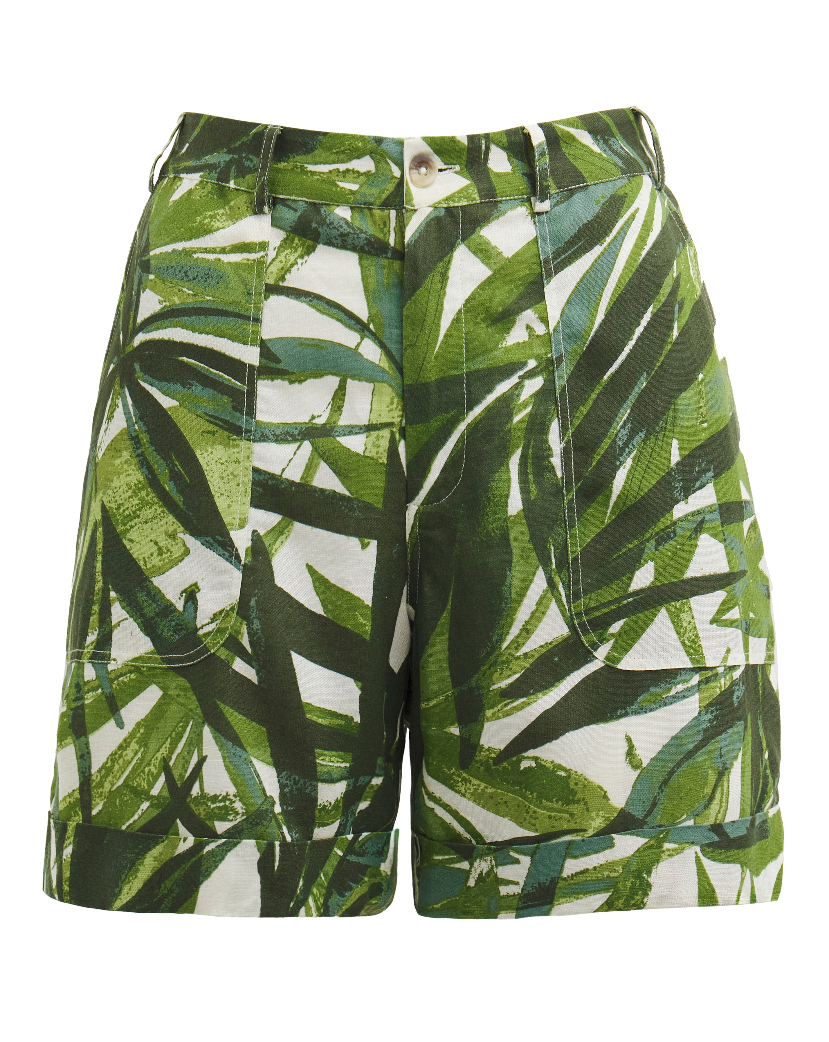 Green Palm Print Bermuda Short