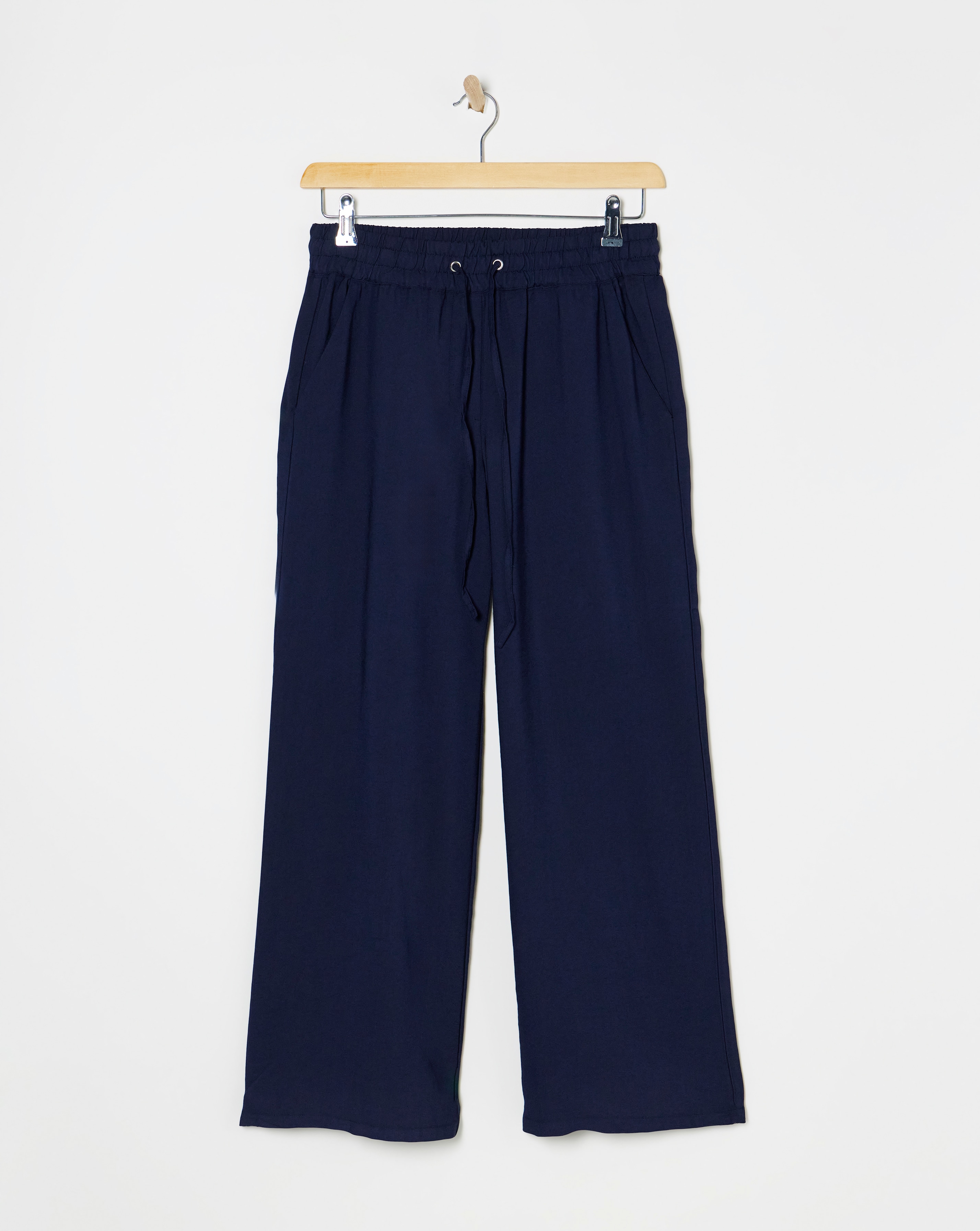 Blue Twill Soft Wide Leg Trousers
