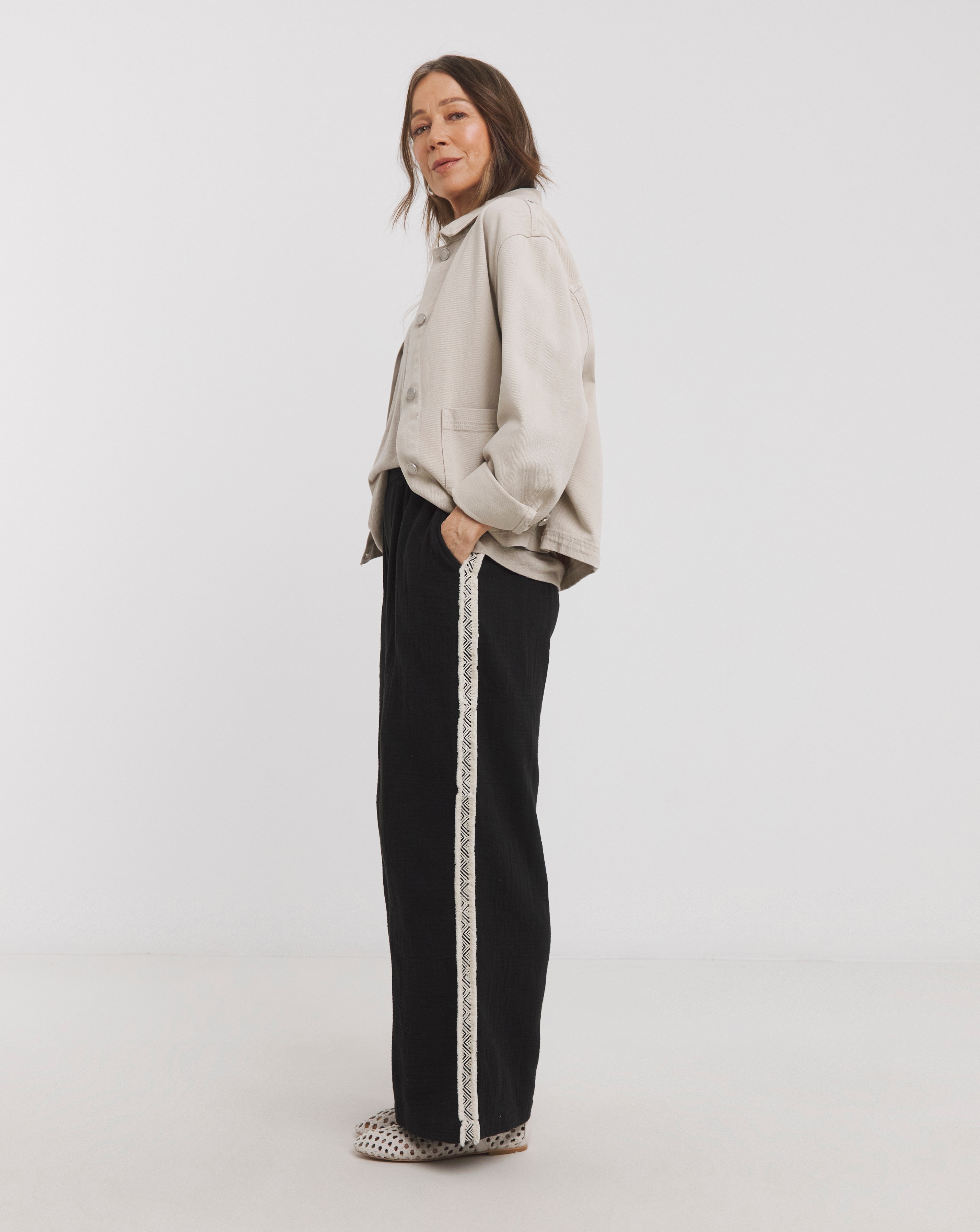 Pure Cotton Wide Leg Trousers