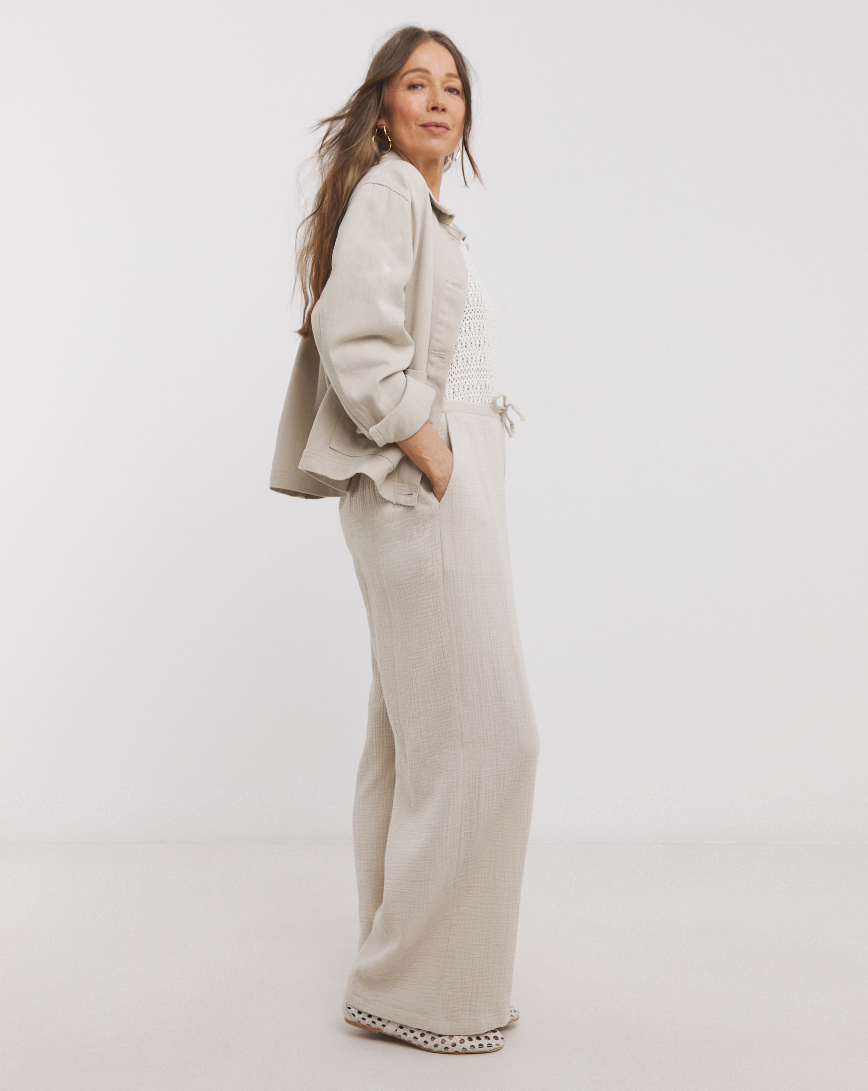 Pure Cotton Wide Leg Trousers