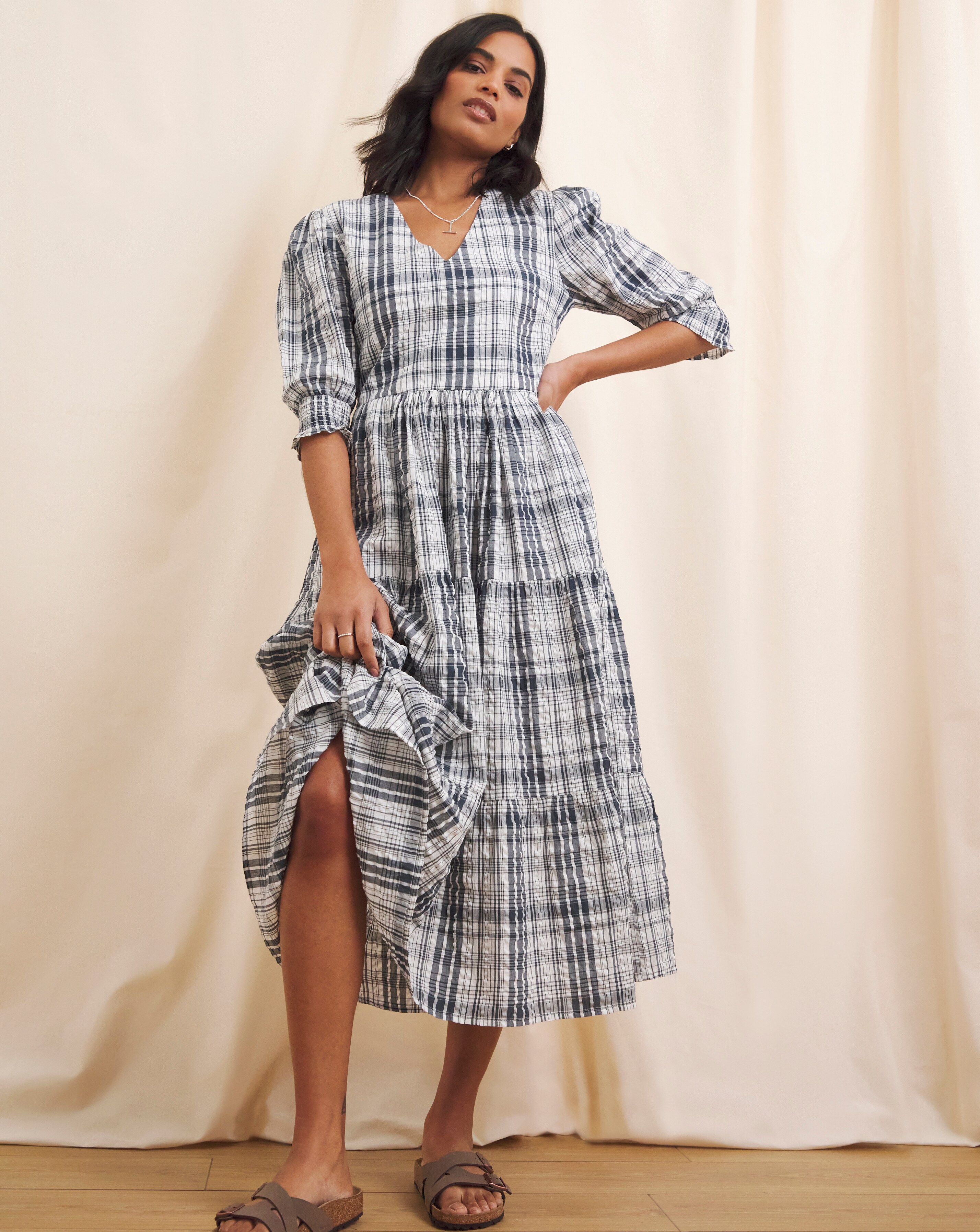 Anise Check SeerSucker Erica Midi Dress