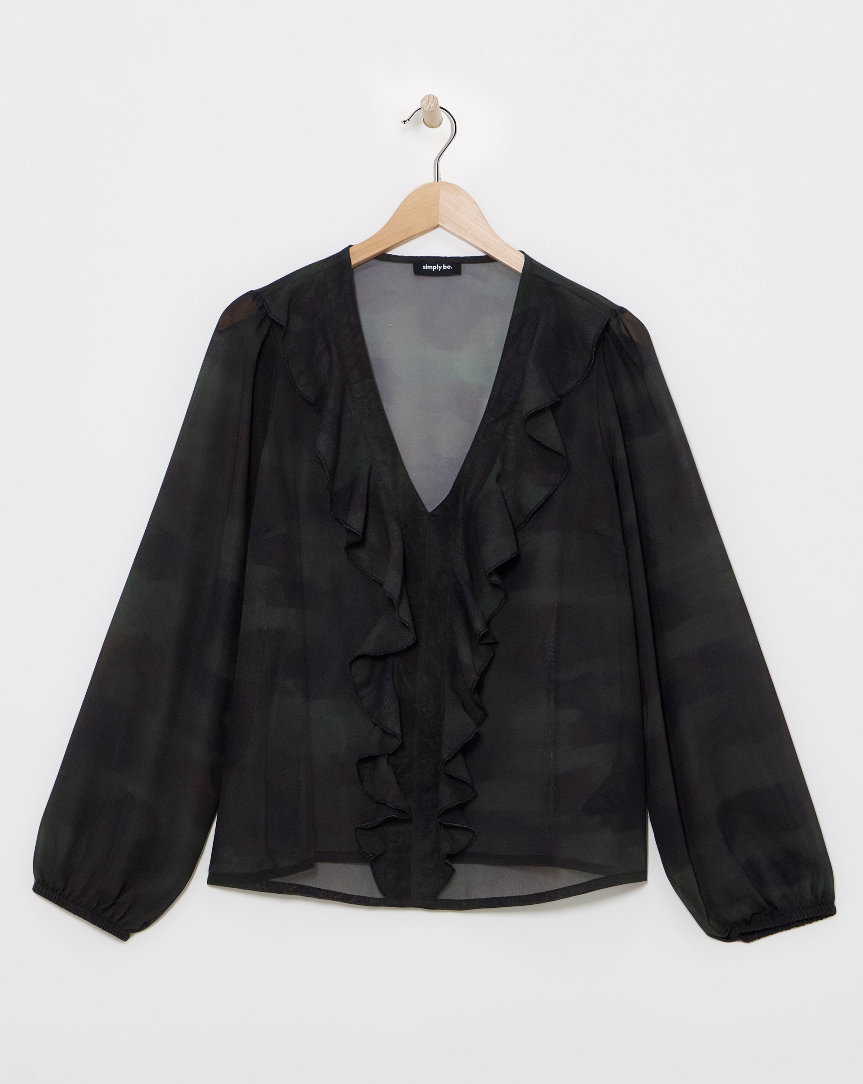 Georgette Sheer Ruffle Blouse