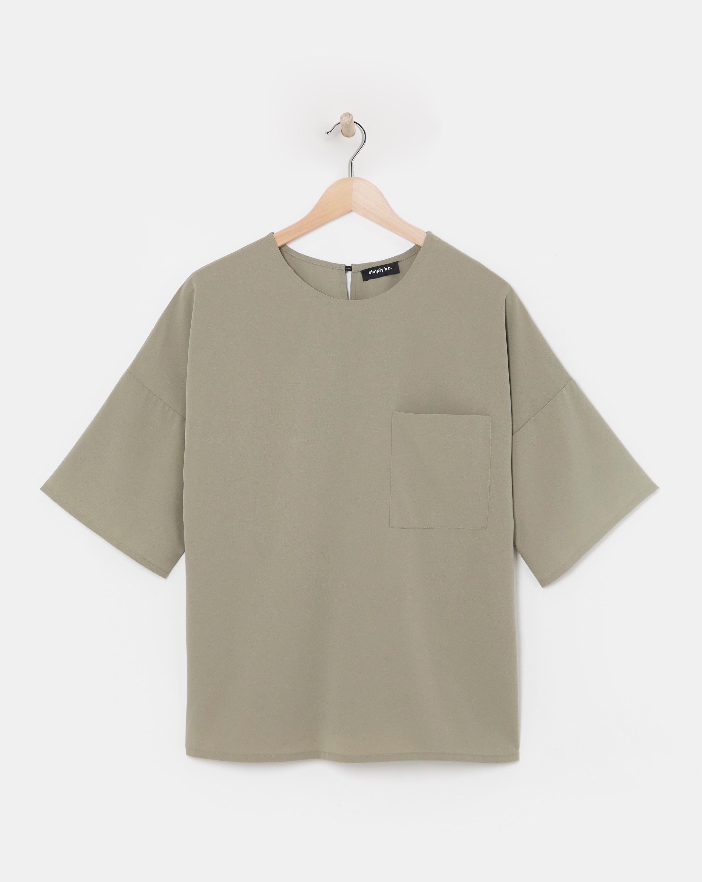 Pocket Drop Shoulder Boxy Blouse