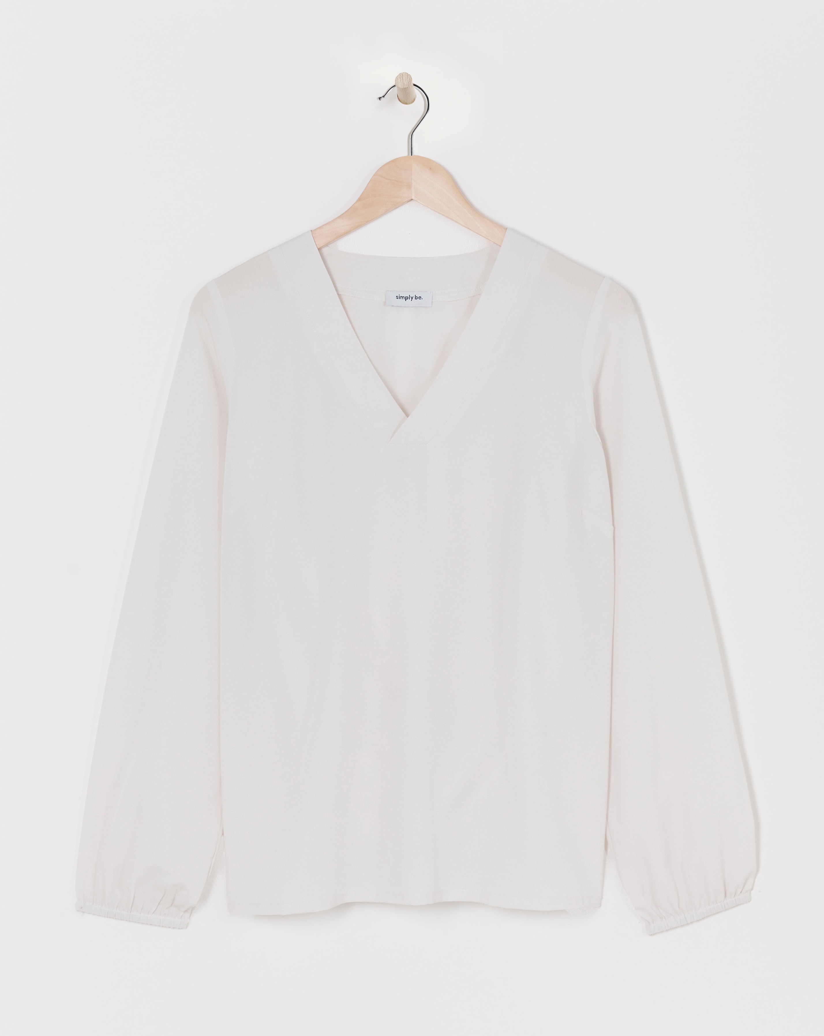 Ivory V Neck Long Sleeve Boxy Top