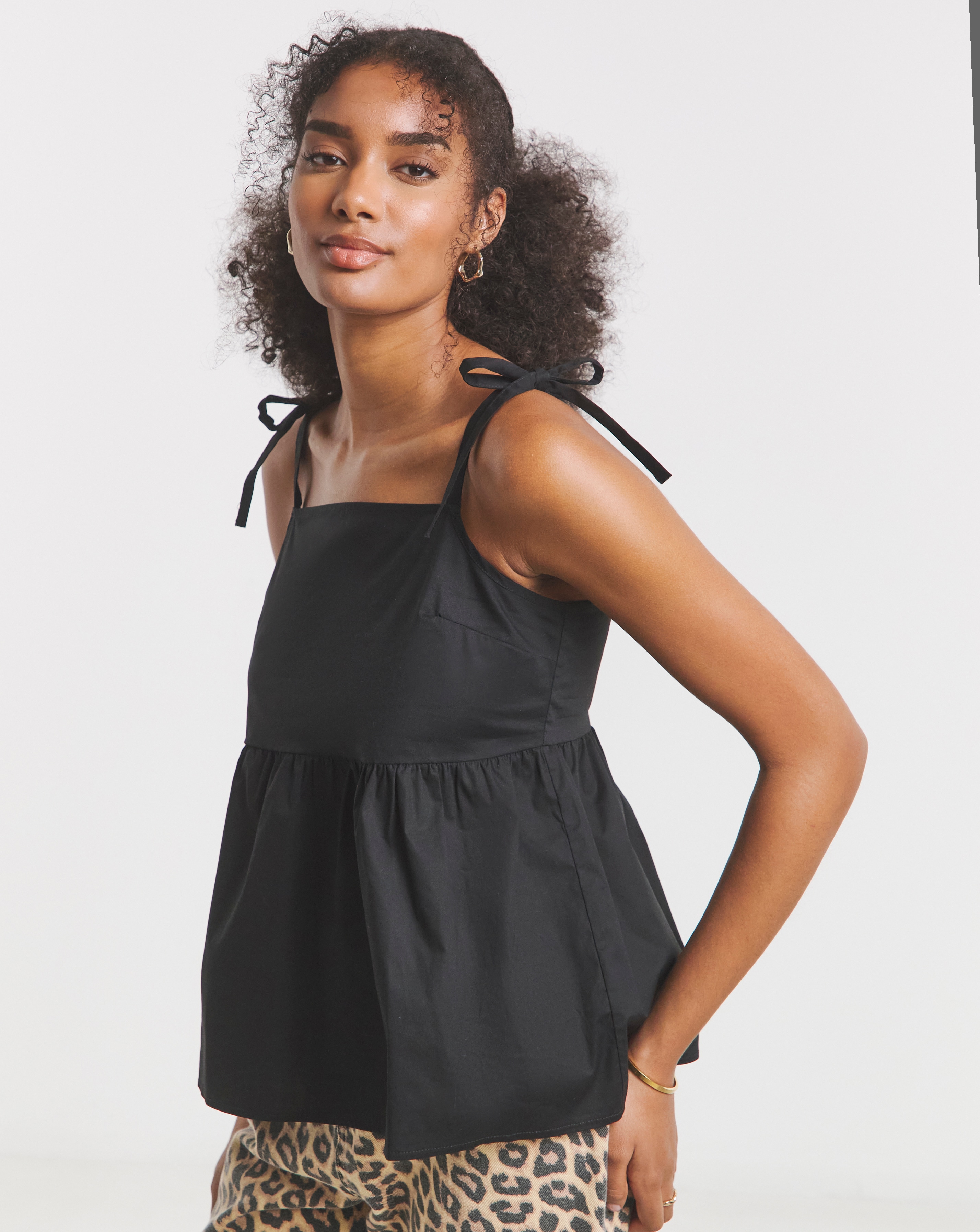 Simply Be Black Tie Strap Cami