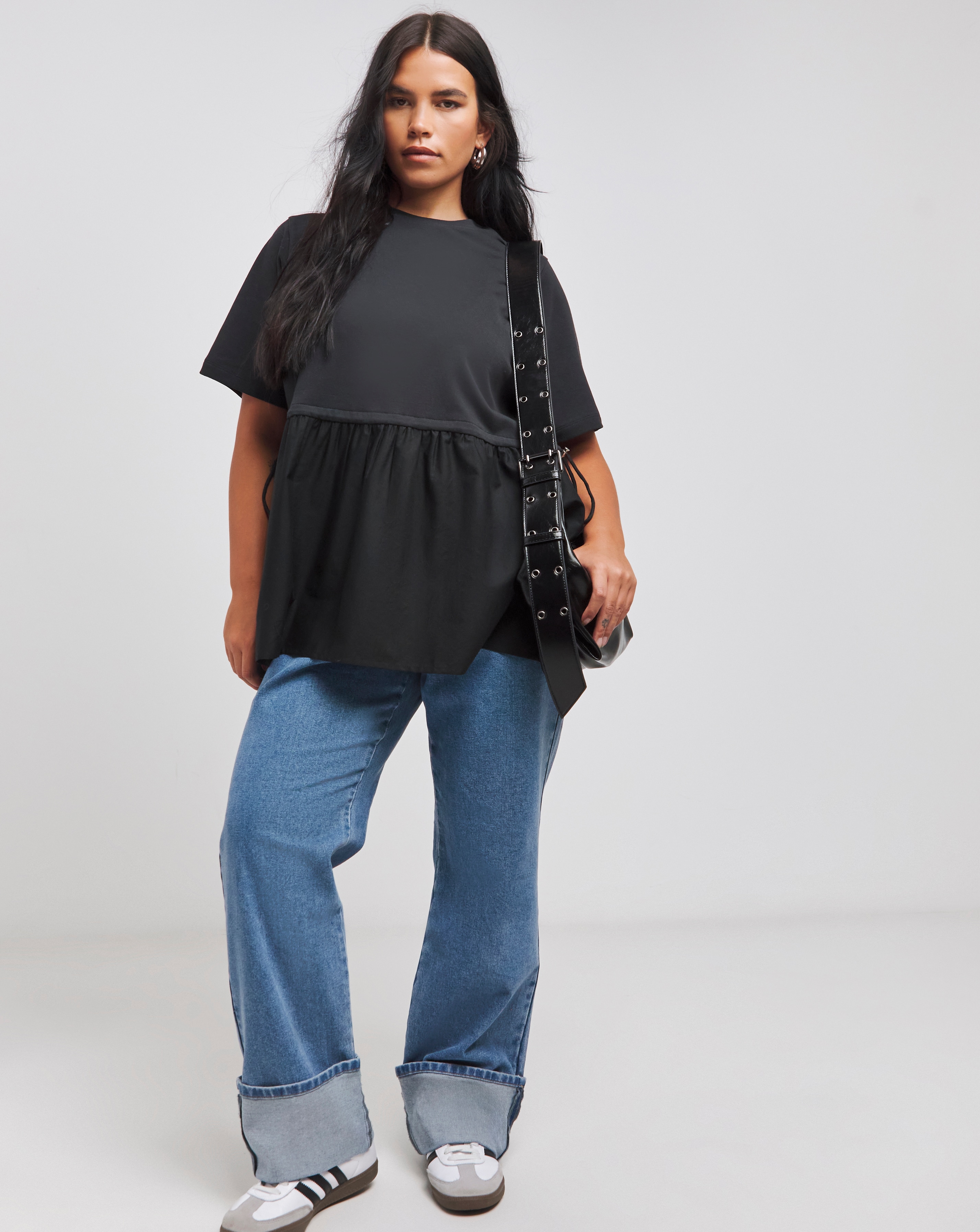 Simply Be Jersey Poplin Mix Top