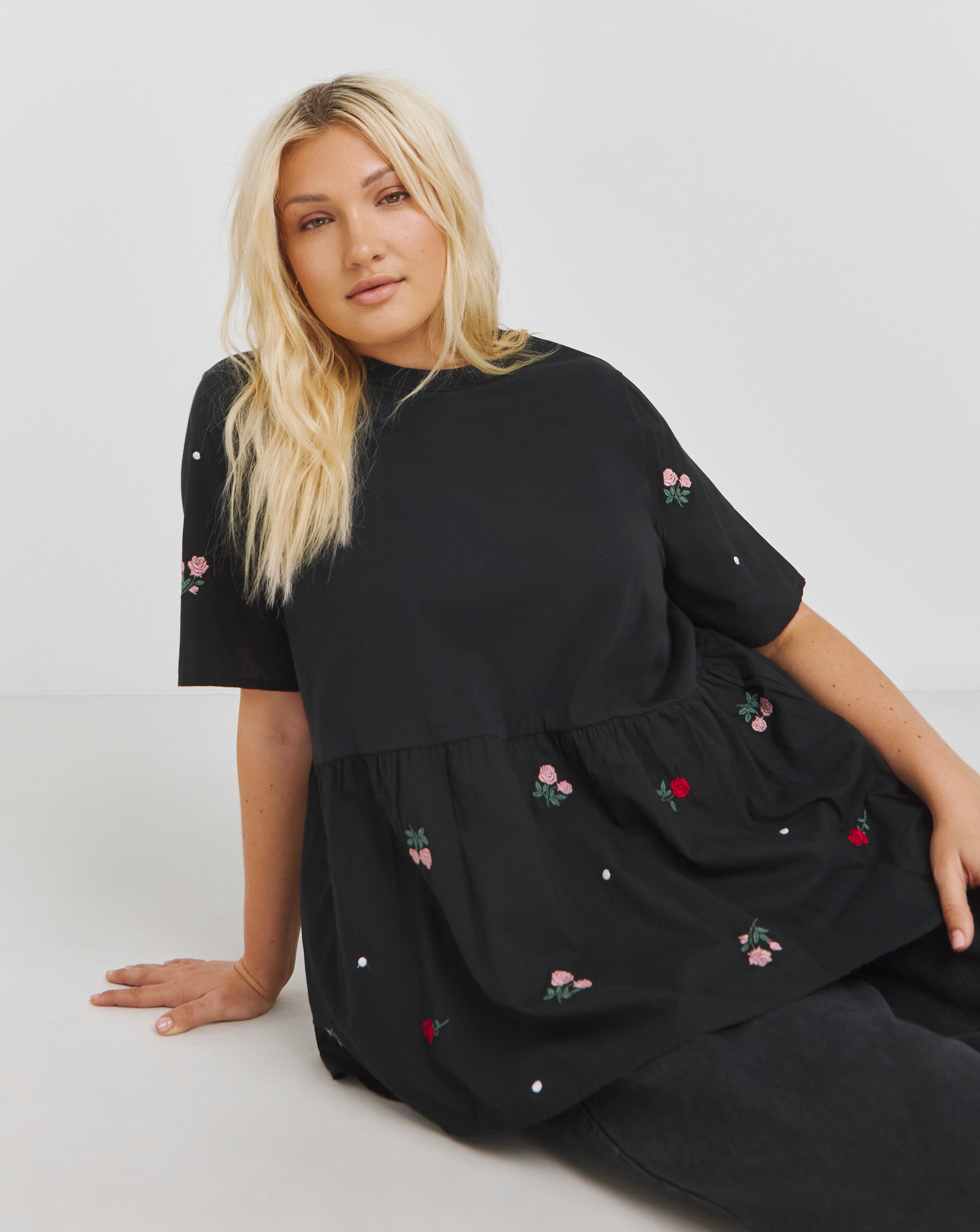 Simply Be Jersey Poplin Mix Top