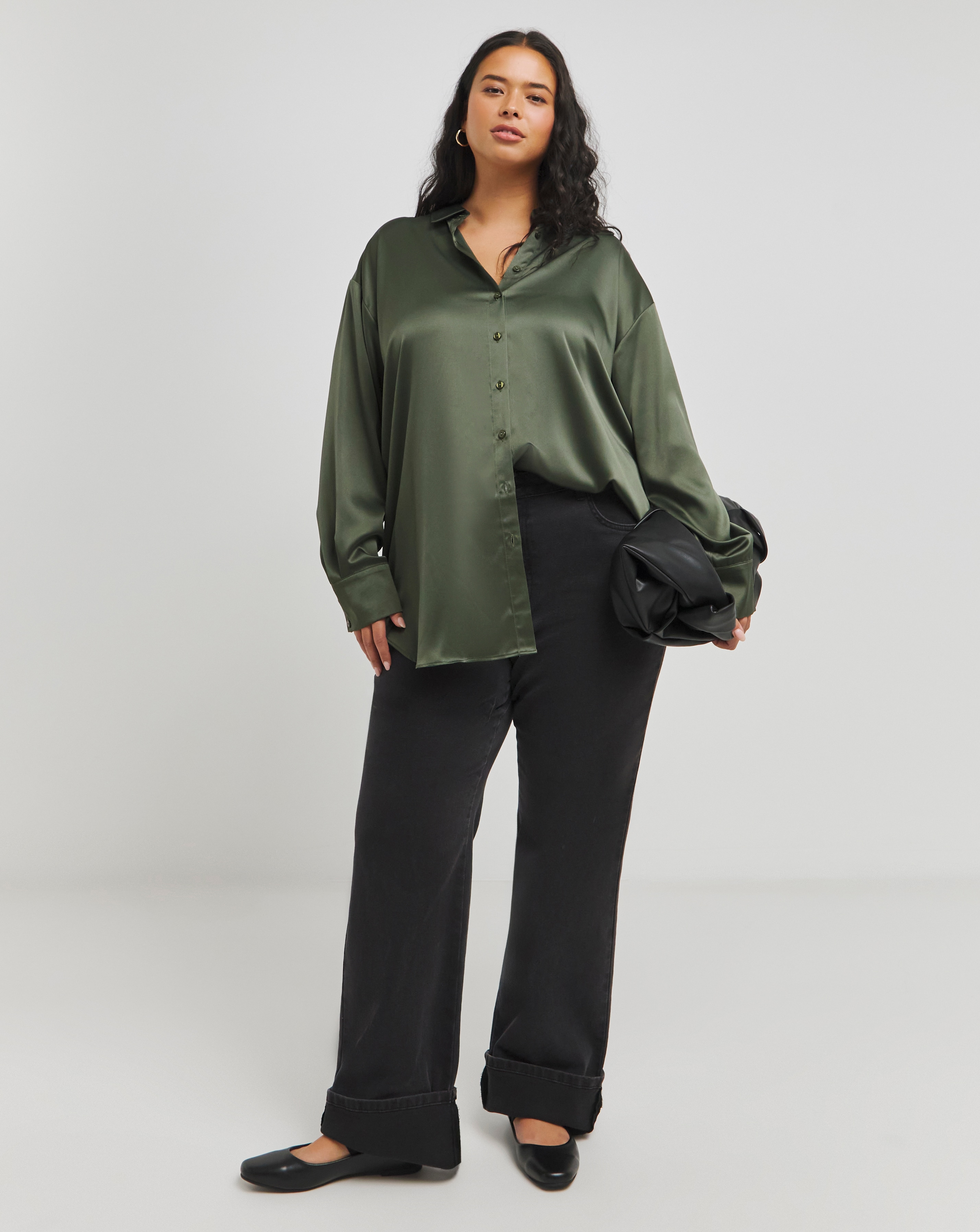 Khaki Satin Shirt