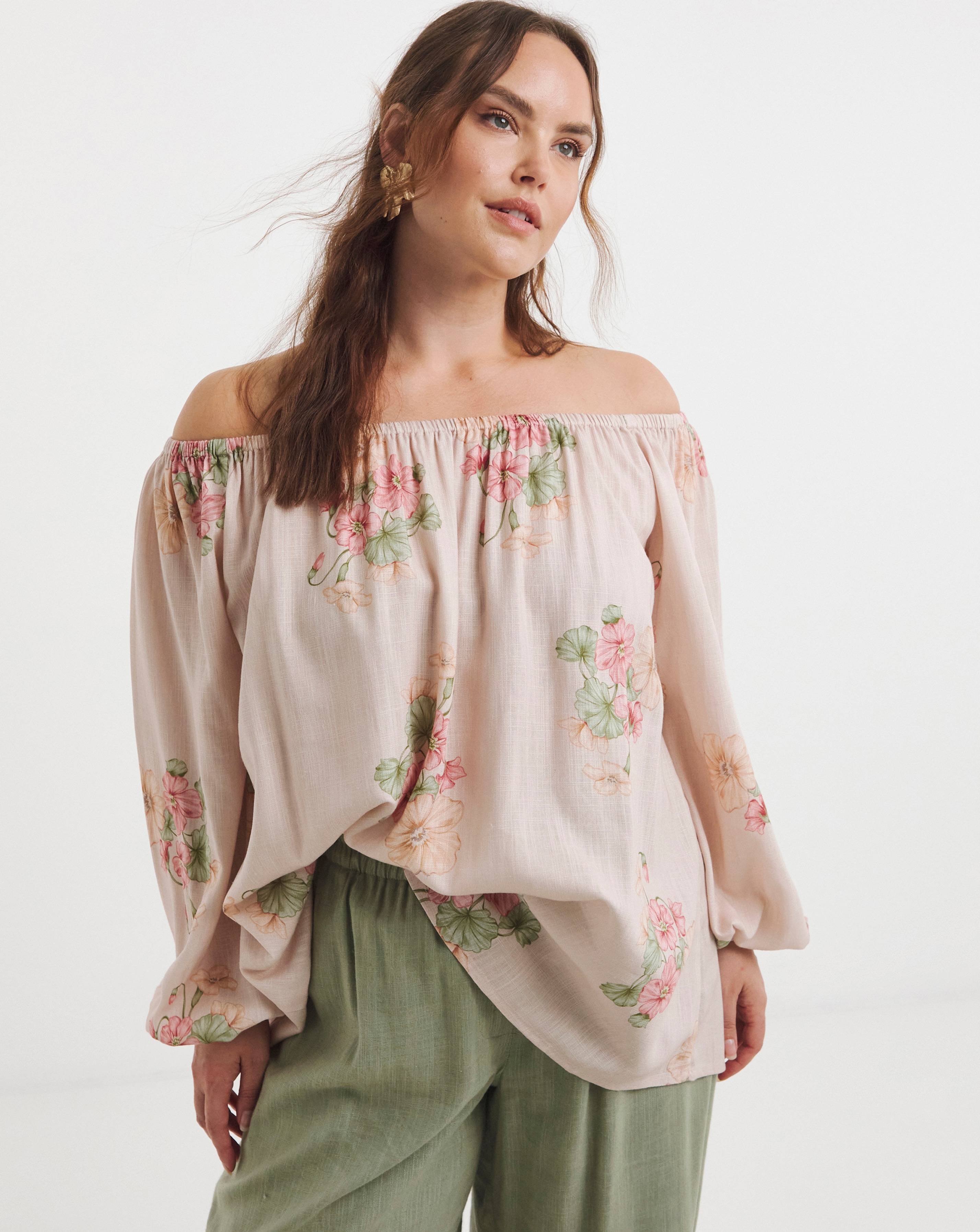 Simply Be Bardot Linen Blend Top