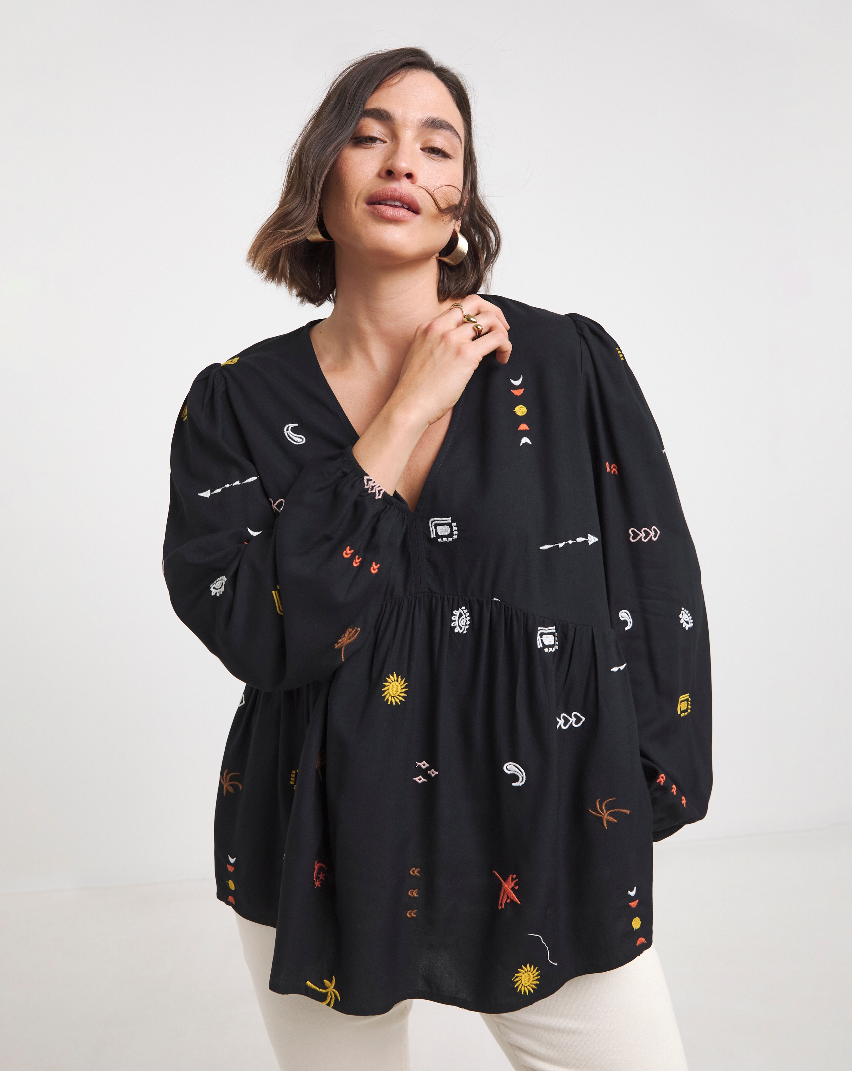 Simply Be Embroidered Smock Blouse