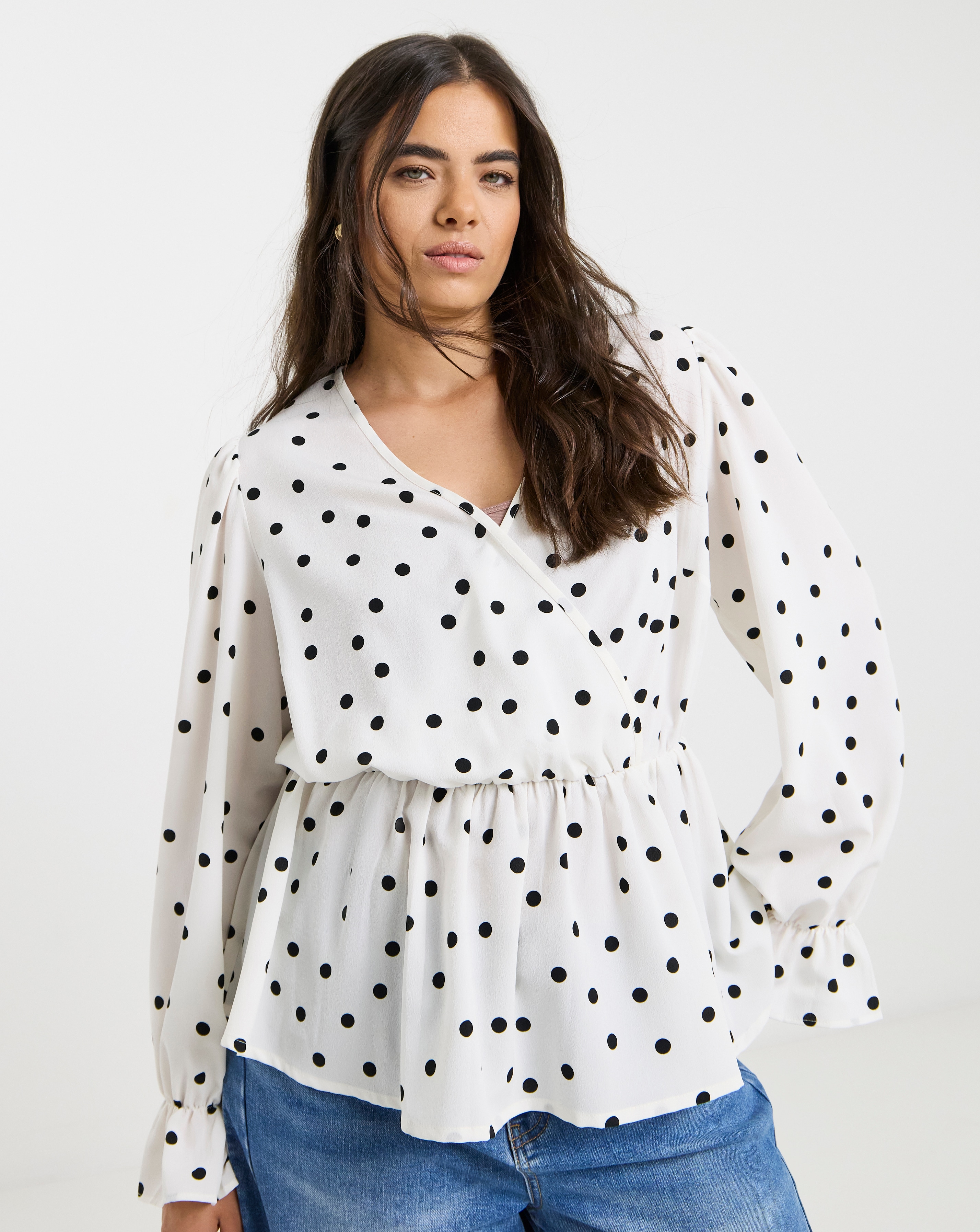Mono Spot Wrap Blouse