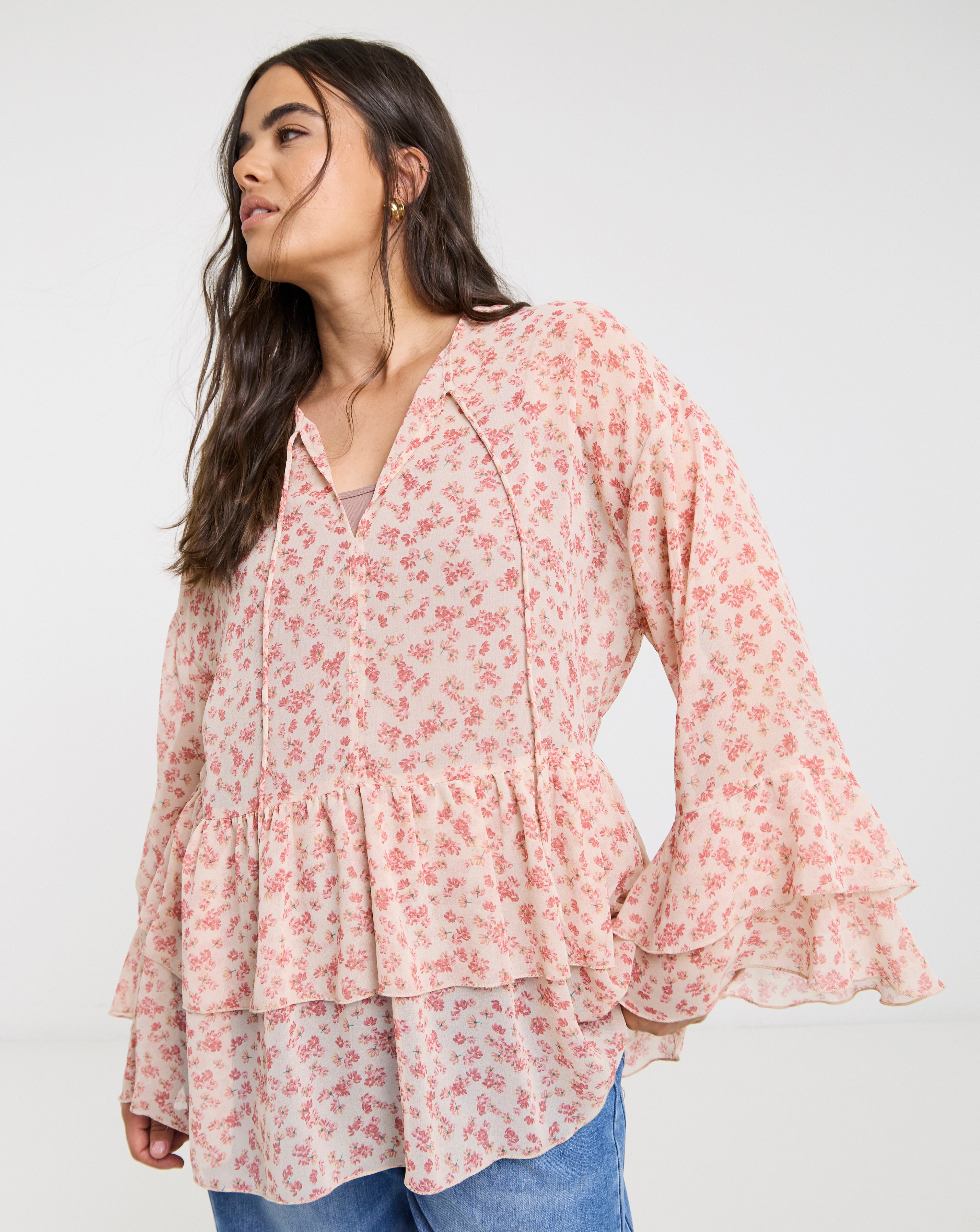 Simply Be Floral Georgette Smock Blouse