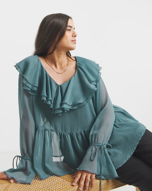 Ruffle Front Blouse