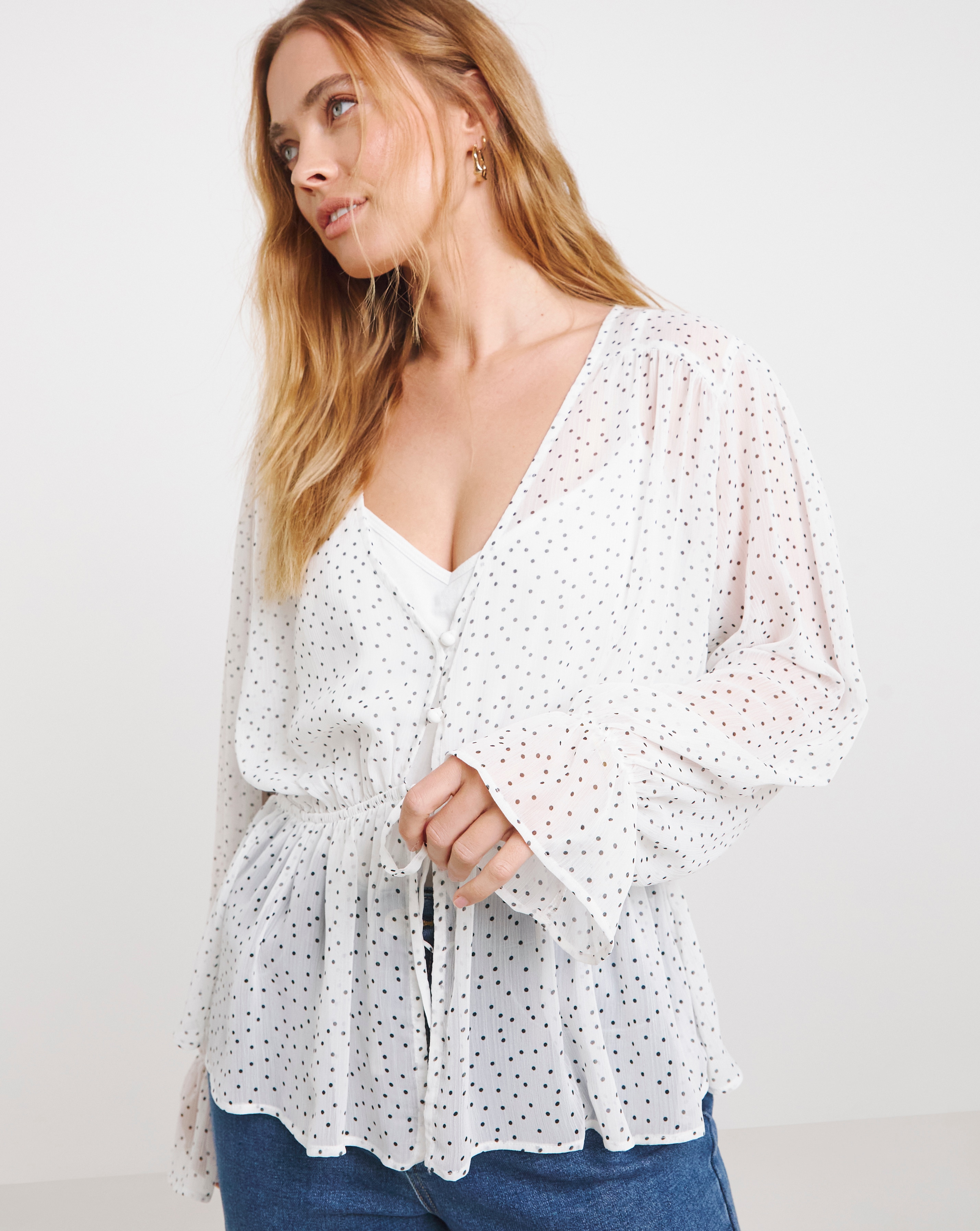 Simply Be Sheer Tie Front Blouse