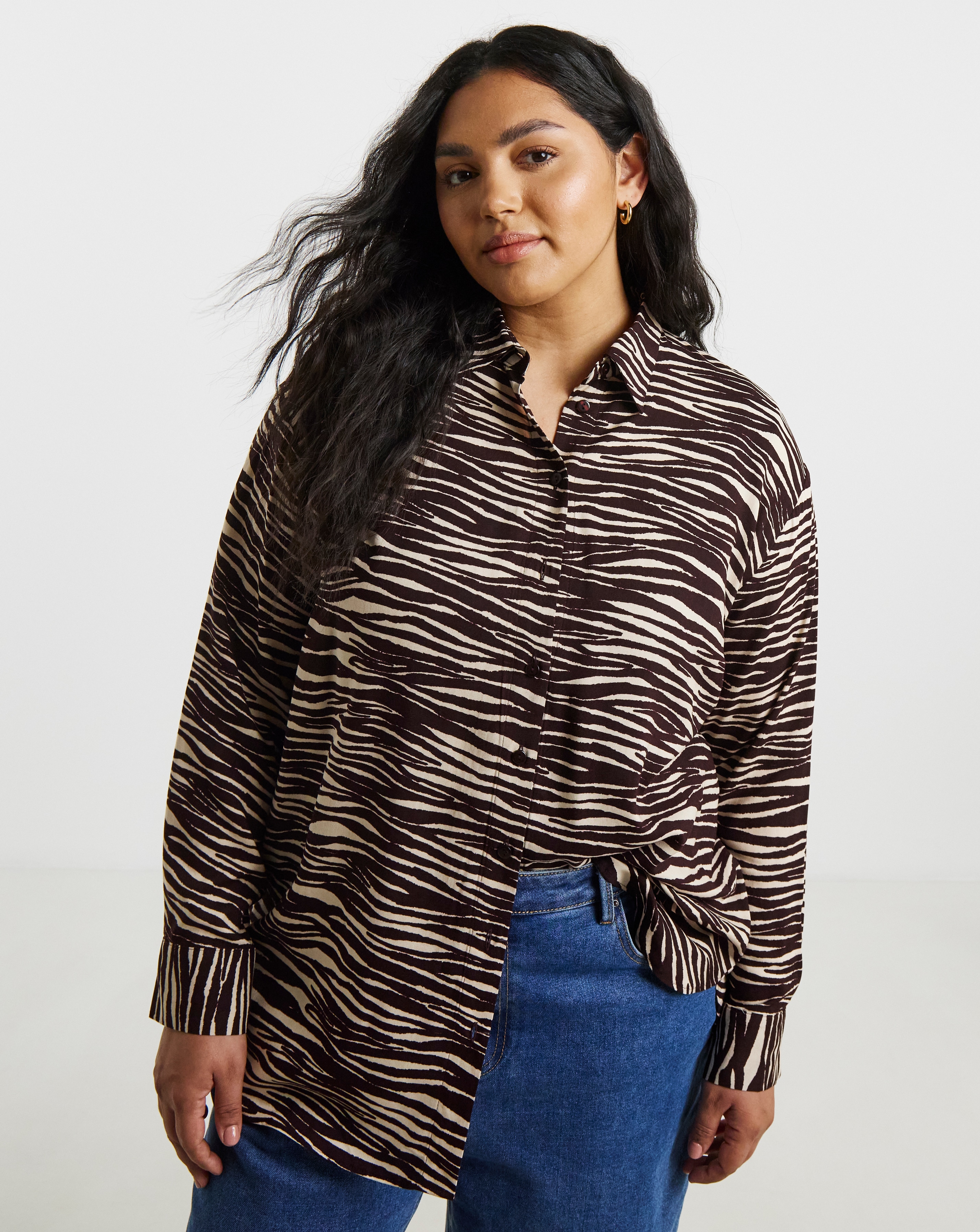 Mono Print Viscose Shirt