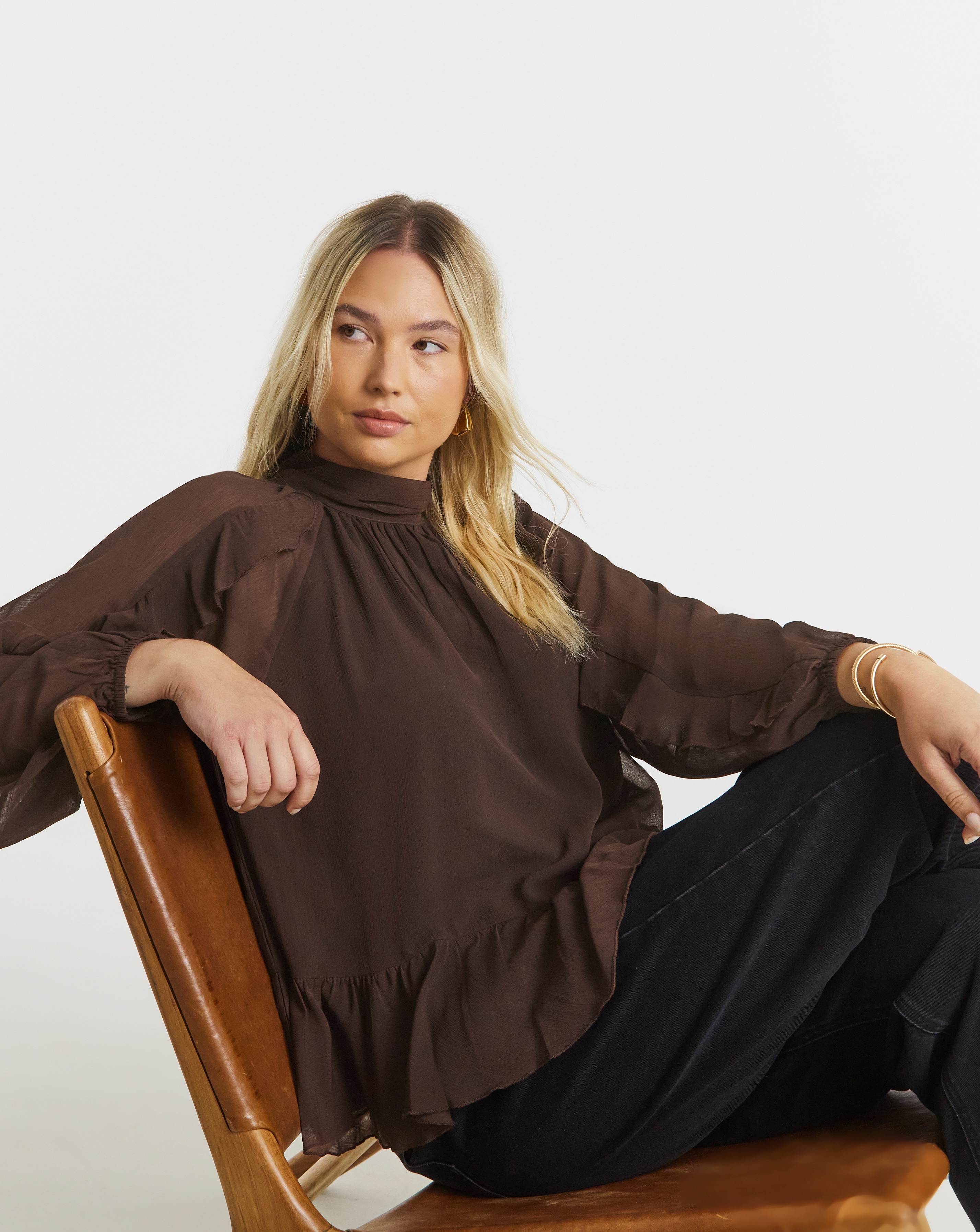 Chocolate Crinkle Georgette Blouse