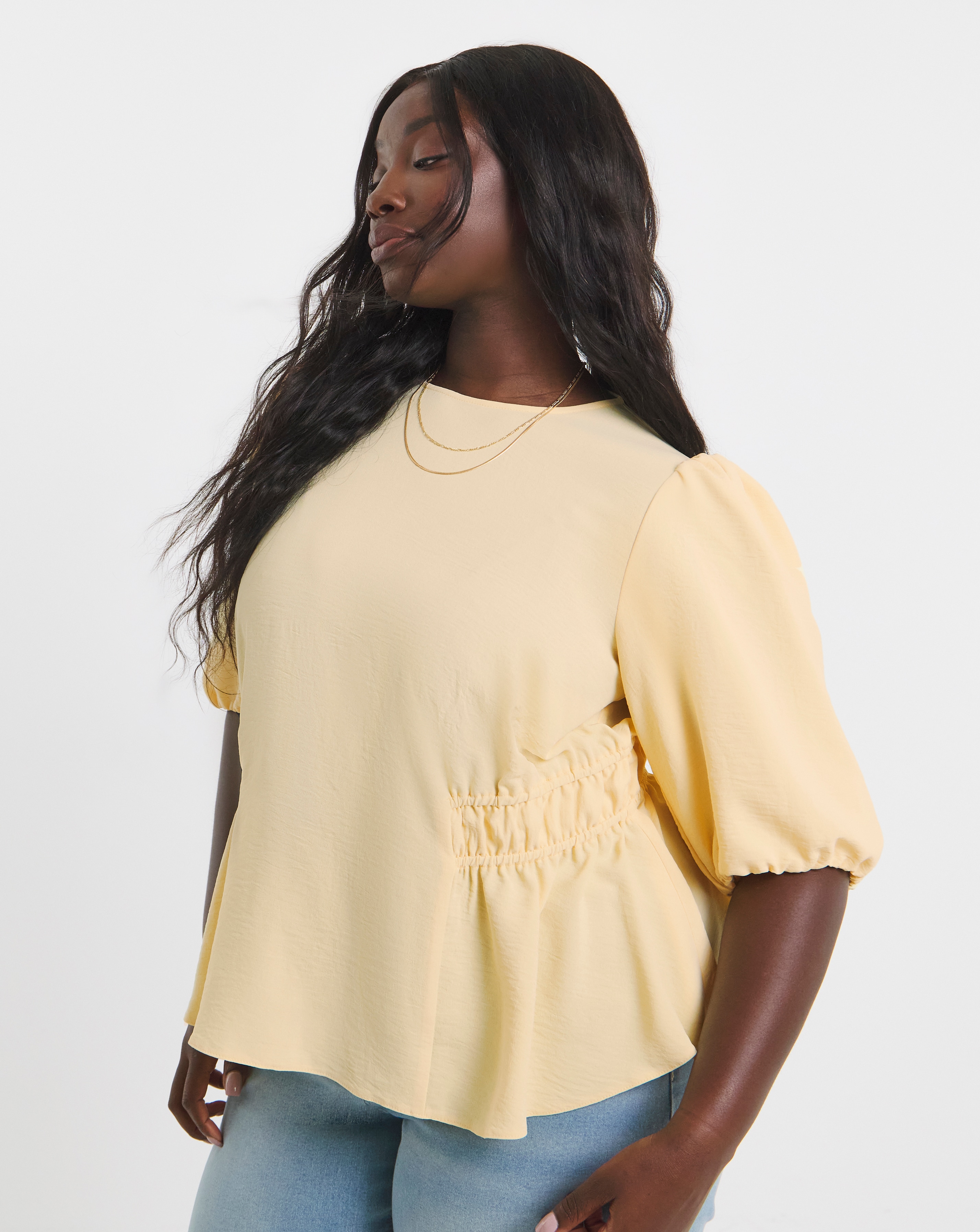 Puff Sleeve Peplum Blouse