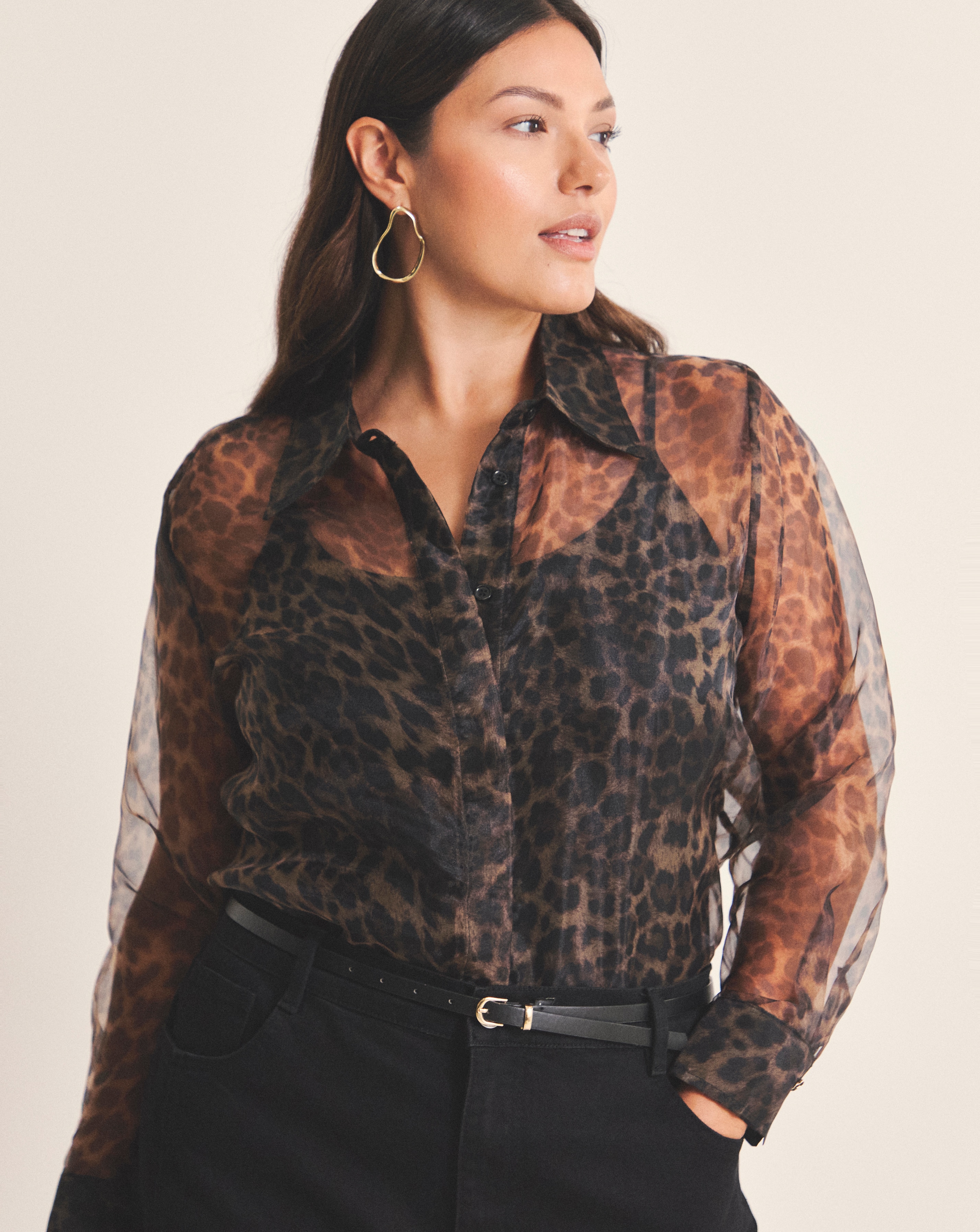 Simply Be Leopard Organza Shirt