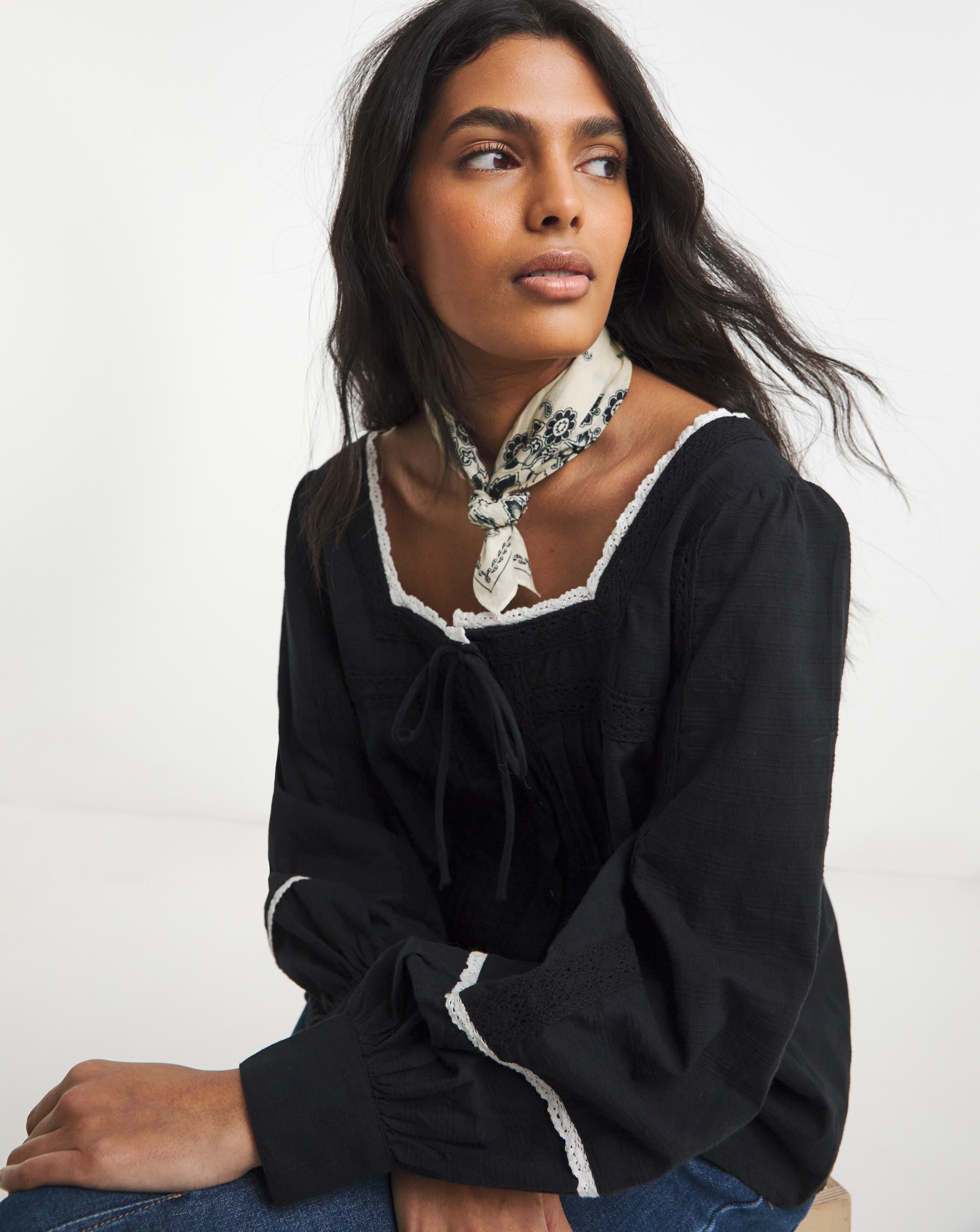 New In - Simply Be Lace Trim Prairie Blouse