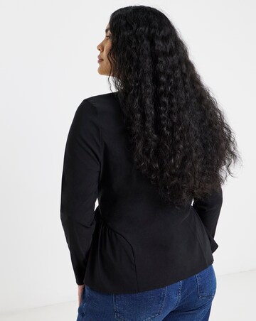 Black Bengaline Scoop Neck Blouse