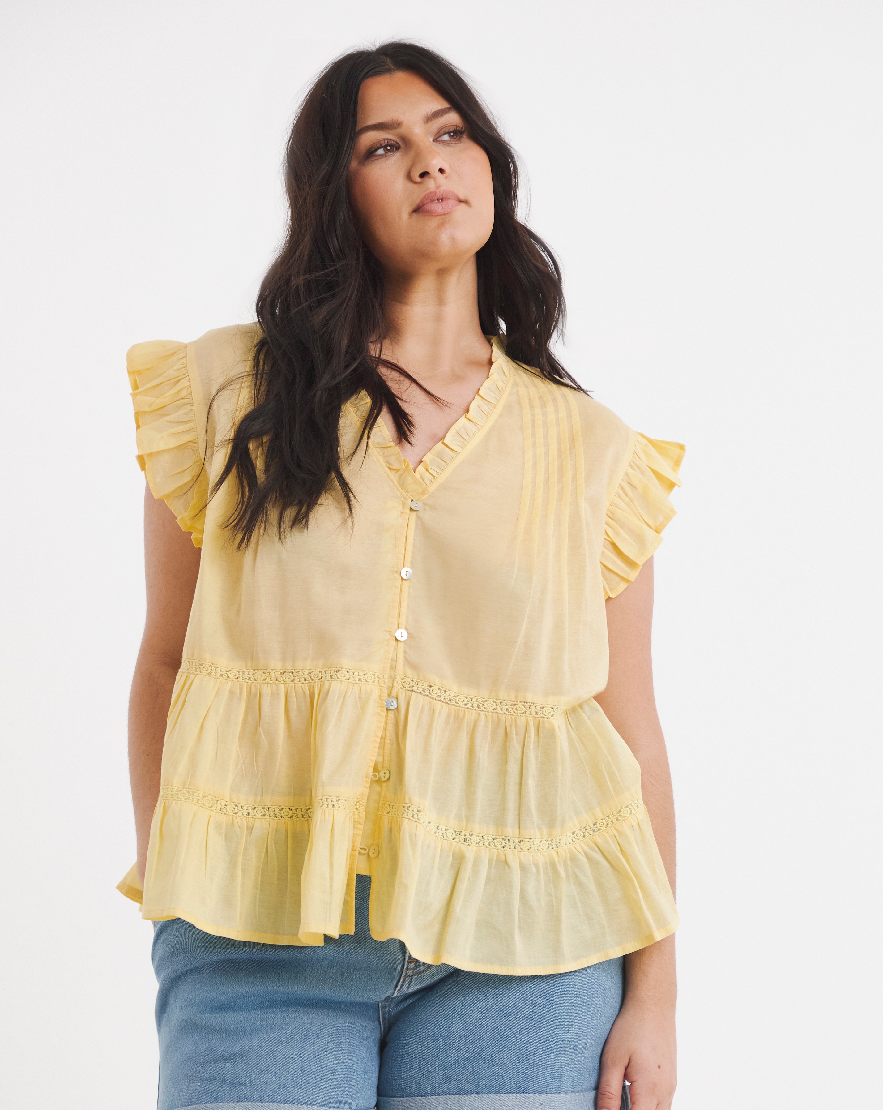 Yellow Tiered Blouse