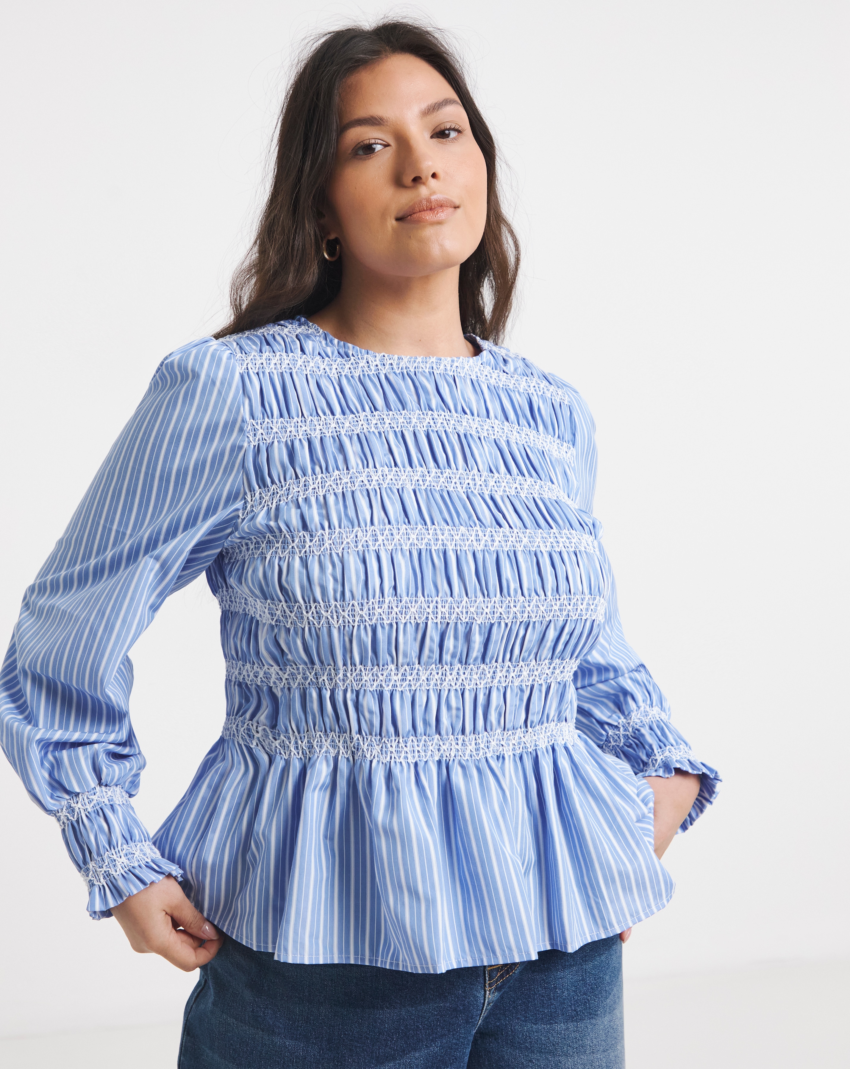 Blue Stripe Poplin Blouse
