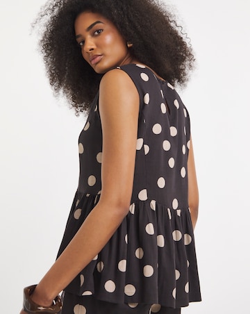 Simply Be Chocolate Spot Print Peplum Shell Top