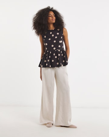 Simply Be Chocolate Spot Print Peplum Shell Top