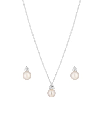 Simply Silver Sterling Silver 925 Freshwater Pearl Set - Gift Boxed