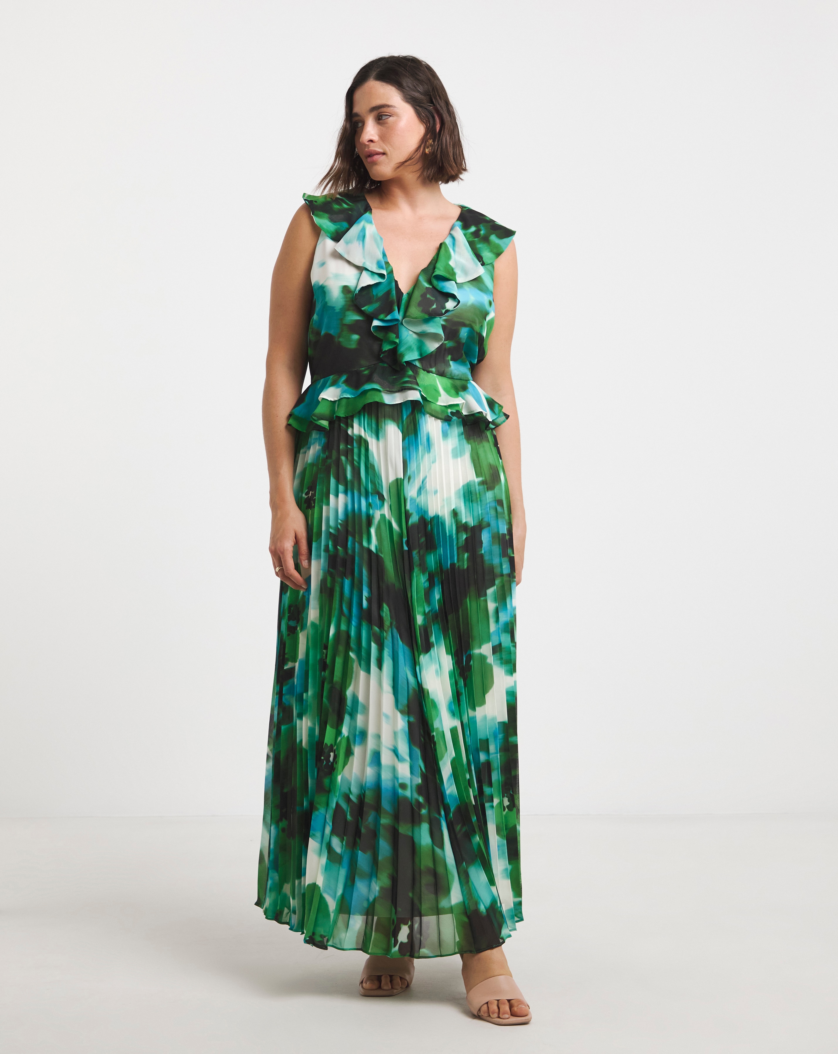 Joanna Hope Ruffle Pleated Dress