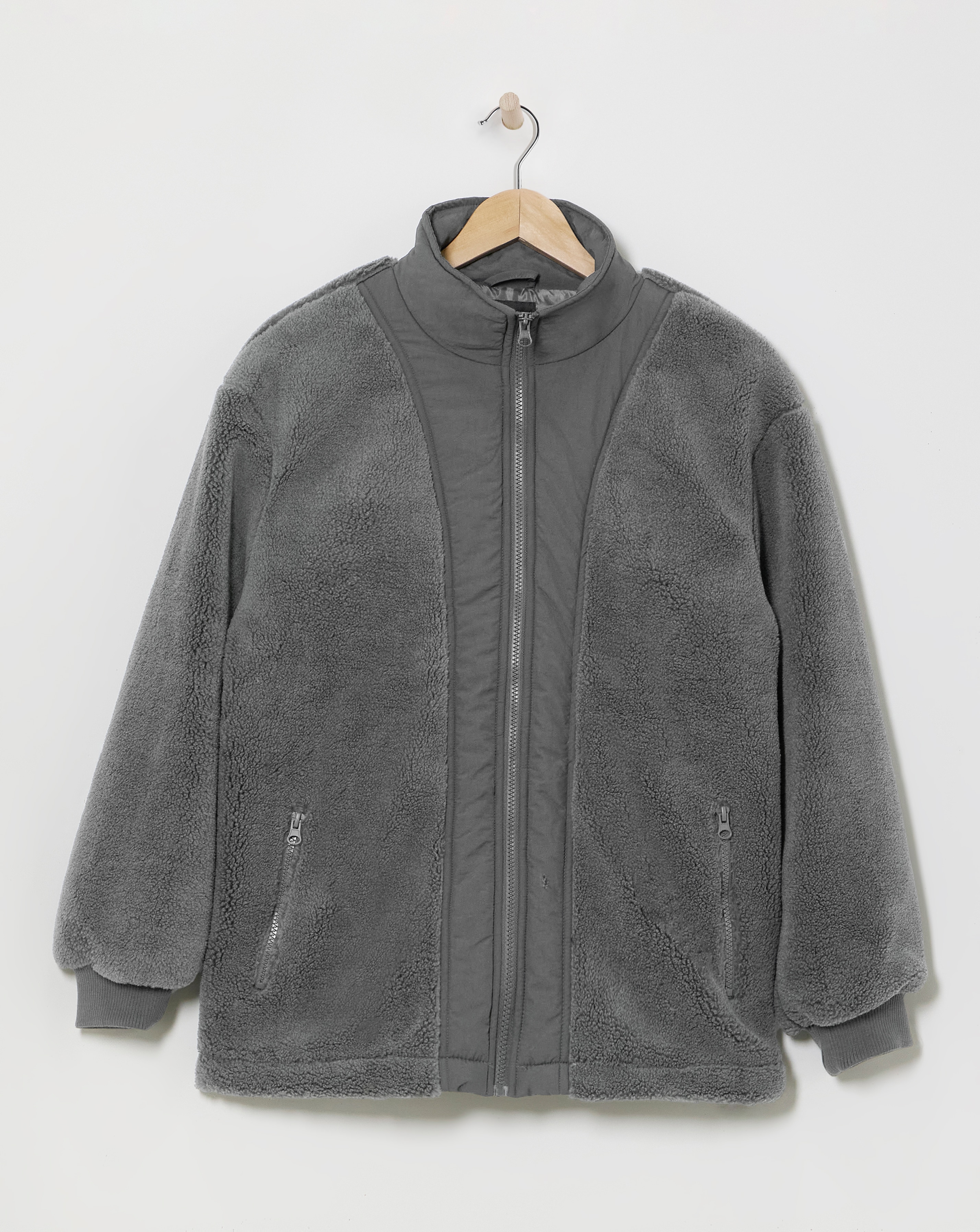 Funnel Neck Longline Borg Jacket