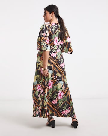 Joanna Hope Cape Sleeve Printed Tea Dress