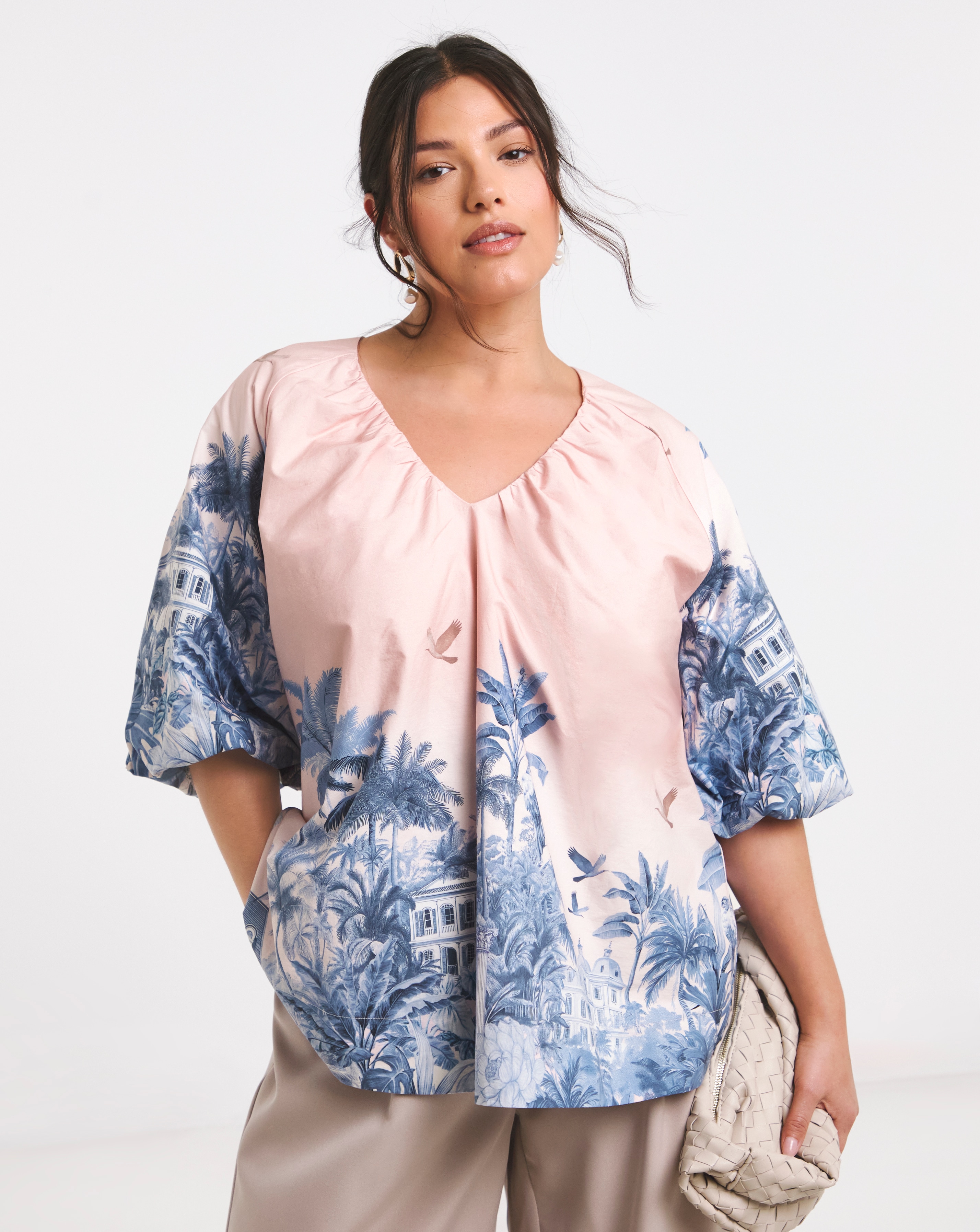 New In - Joanna Hope Cotton Volume Blouse