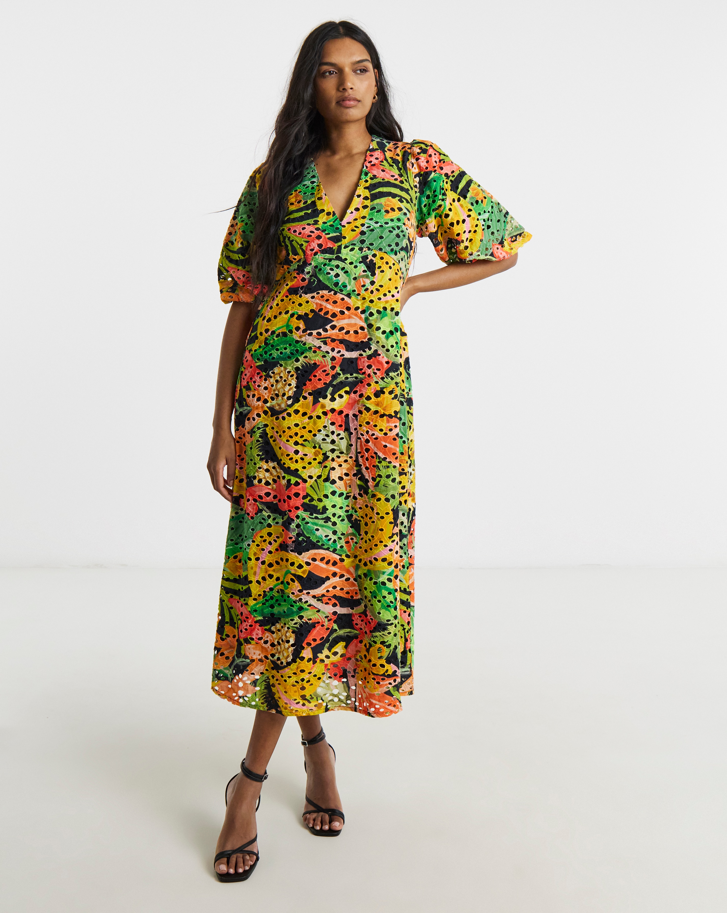 New In - Joanna Hope Printed Broderie Tea Dress