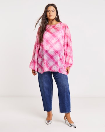 Joanna Hope Check Pleated Blouse