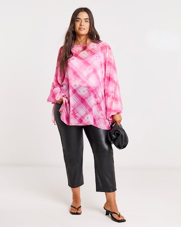 Joanna Hope Check Pleated Blouse