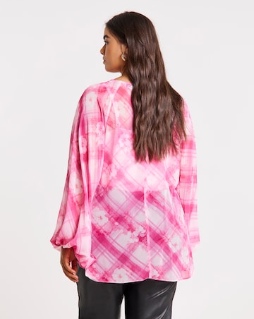 Joanna Hope Check Pleated Blouse