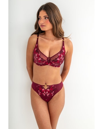 Pour Moi Rhea Luxe Embroidered Mesh Back Thong
