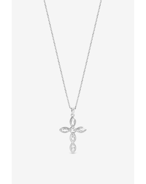 New In - Silver Bezel Cross Necklace