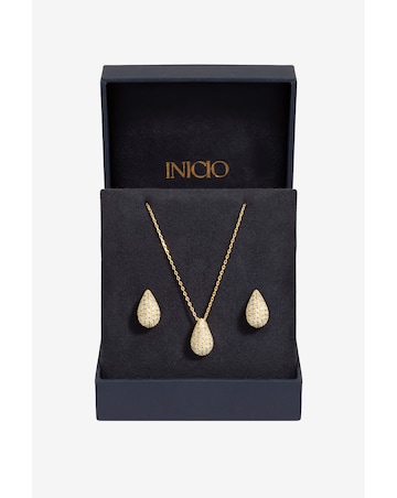 Inicio Gold Plated Cubic Zirconia Teardrop Set - Gift Box