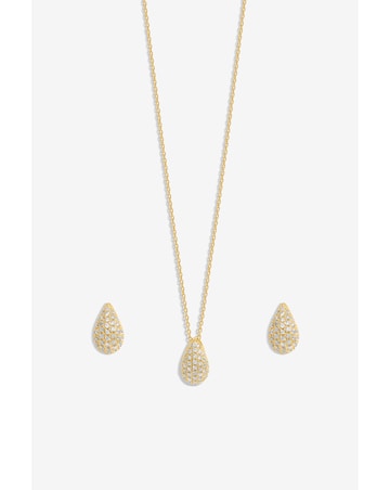Inicio Gold Plated Cubic Zirconia Teardrop Set - Gift Box